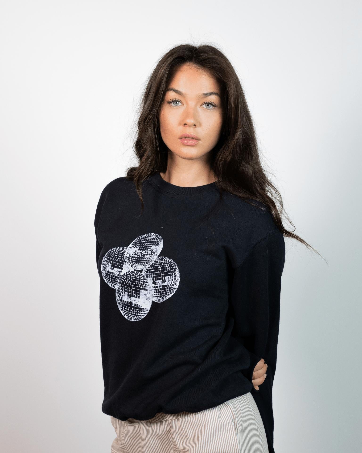 DISCO KUGLE (white) SWEATSHIRT - BLACK