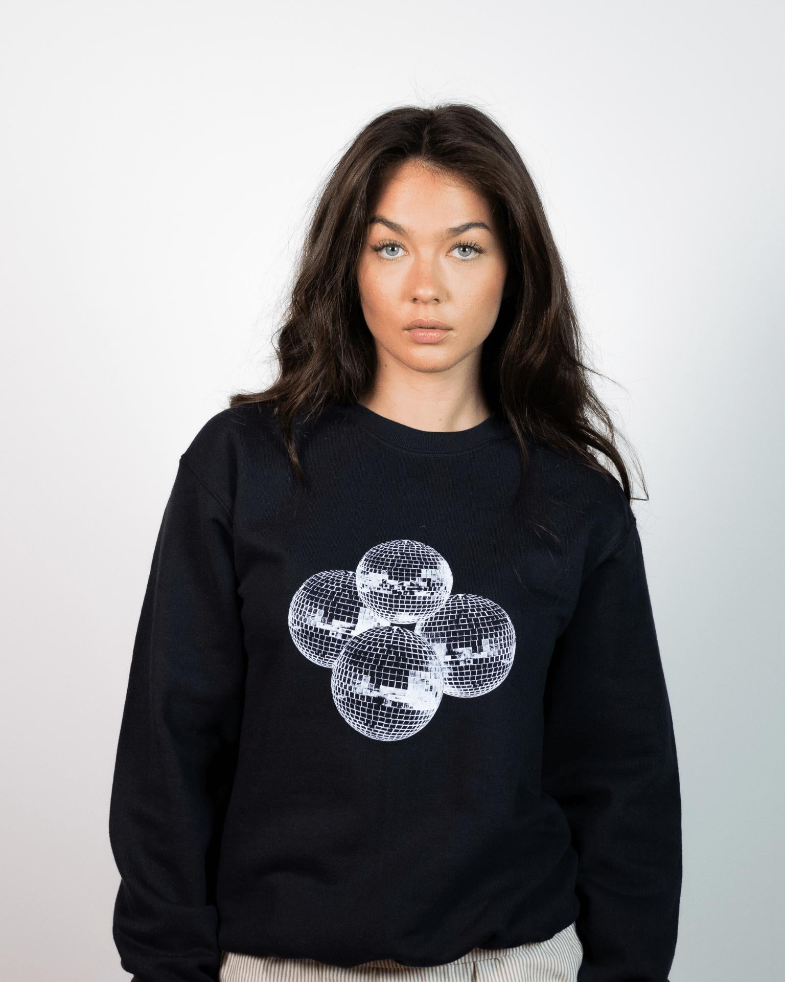 DISCO KUGLE (white) SWEATSHIRT - BLACK