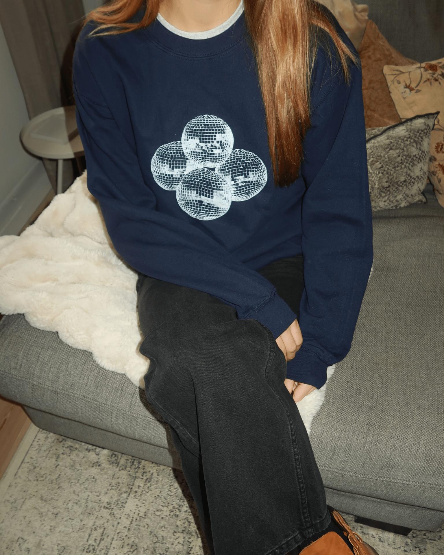 DISCO KUGLE (white) SWEATSHIRT - NAVY