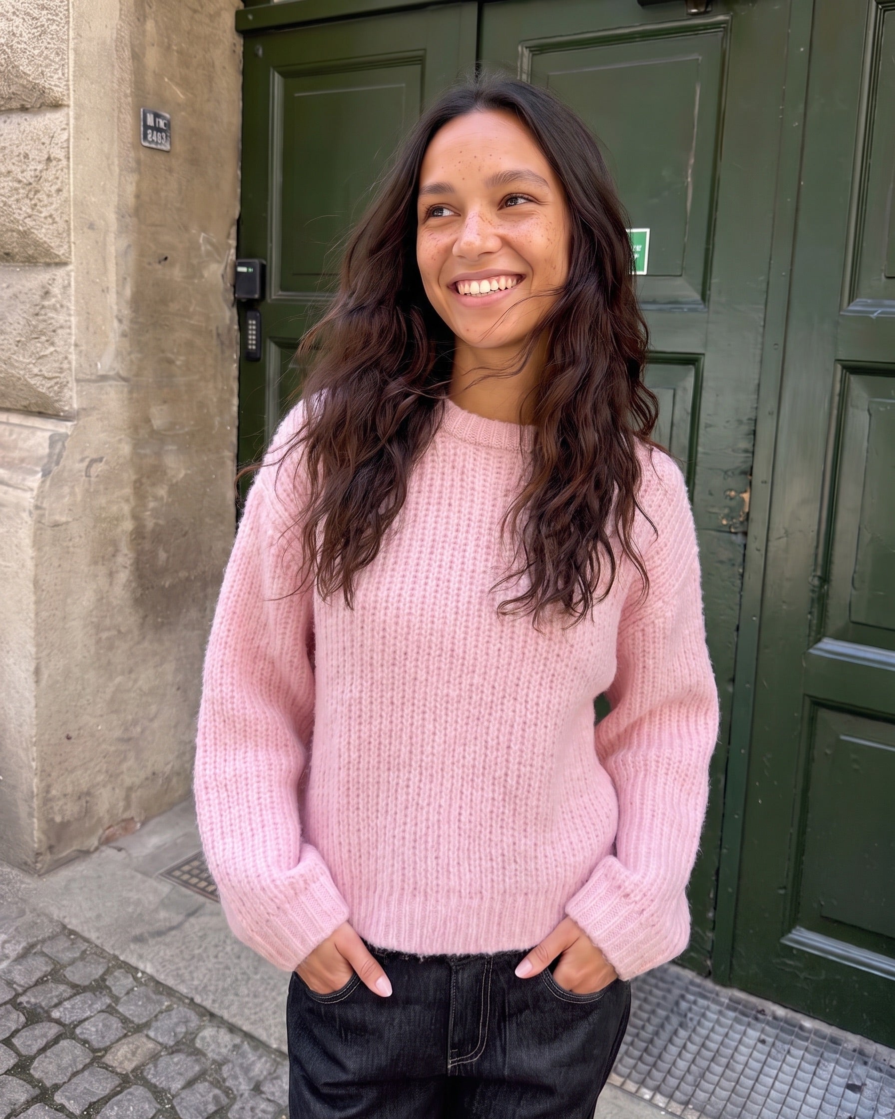 DORTHEA CHUNKY KNIT - ROSEATE SPOONBILL MELANGE - Dinvintageshop