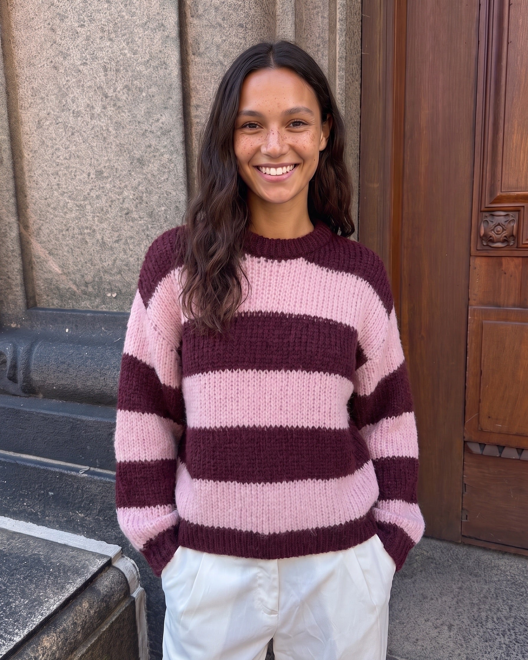 DORTHEA CHUNKY KNIT - WINETASTING ROSEATE SPOONBILL - Dinvintageshop