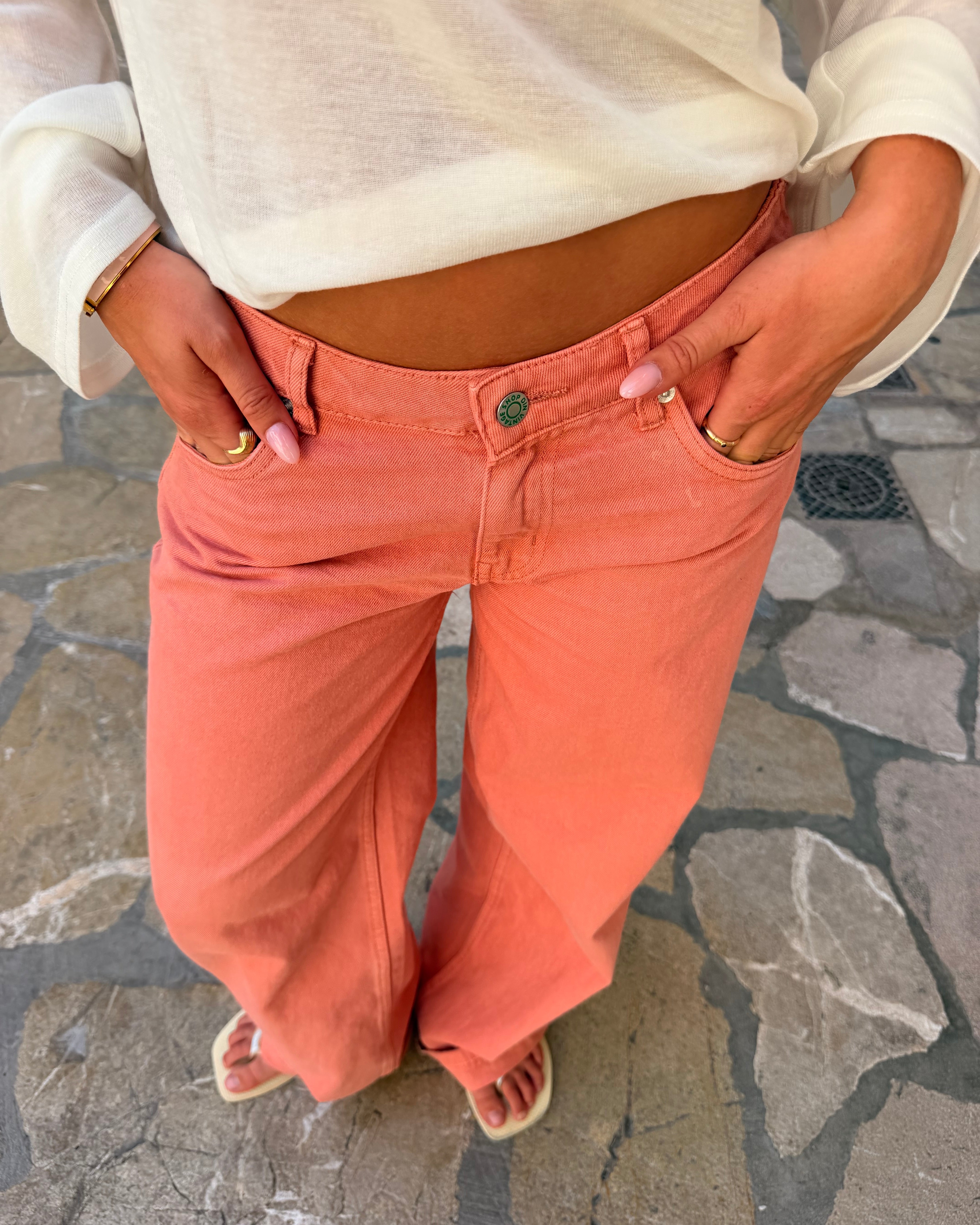 ESTHER JEANS - CORAL - Dinvintageshop