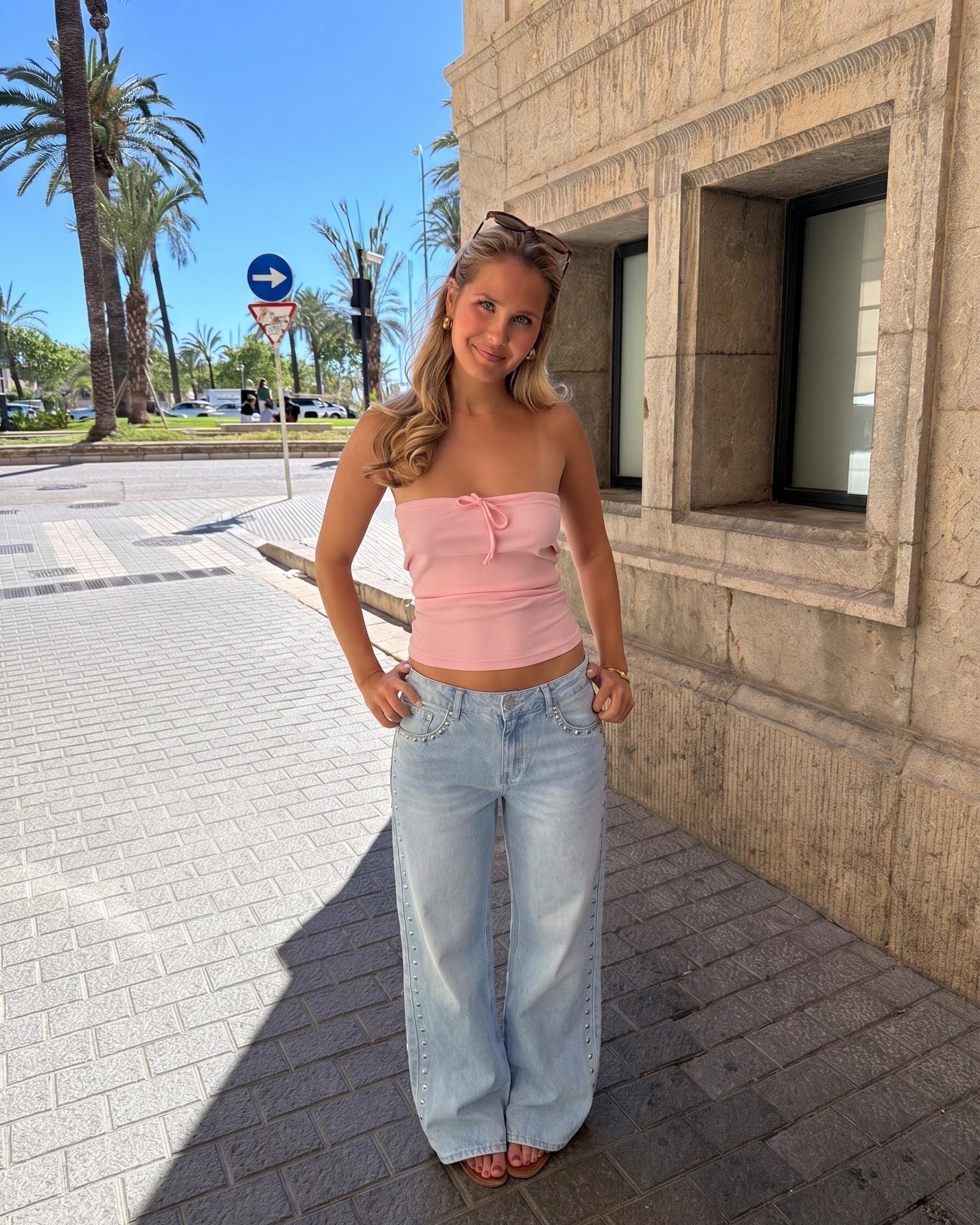 ESTHER STUD JEANS - LIGHT BLUE
