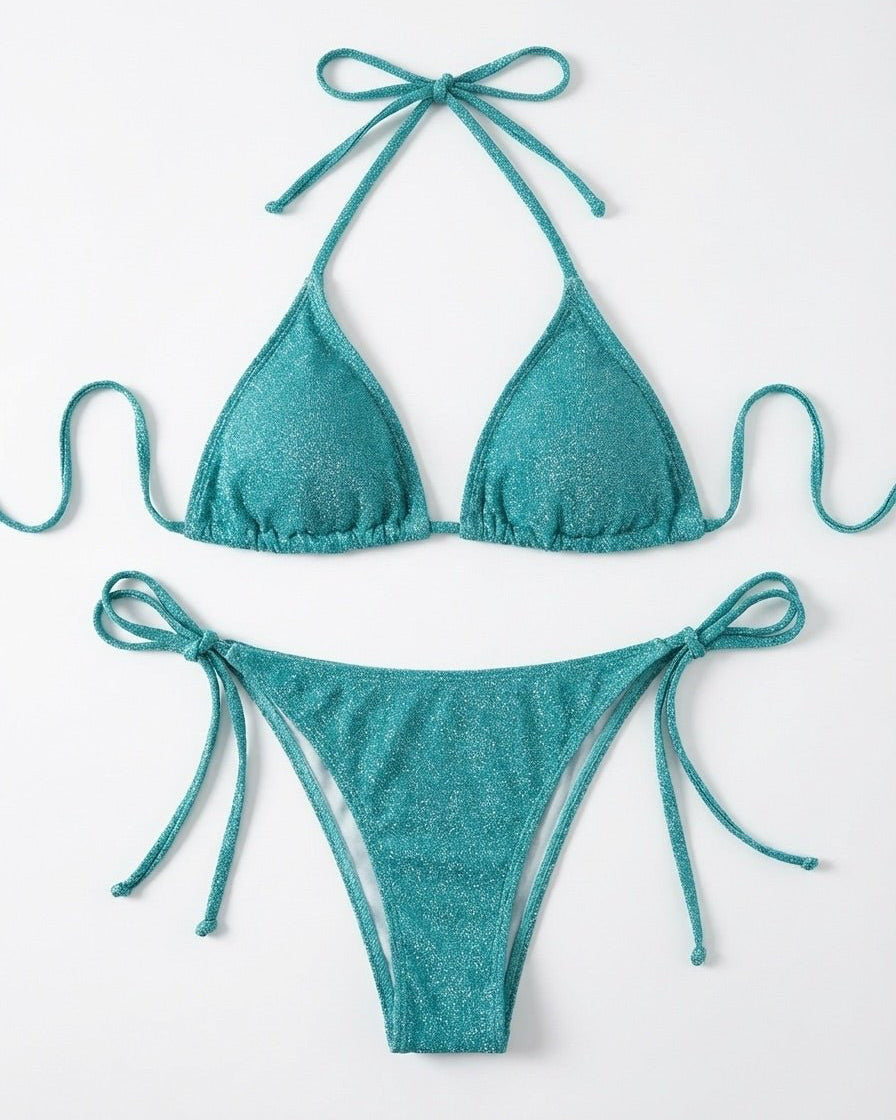 FILIPPA GLITTER BIKINI SET - TEAL