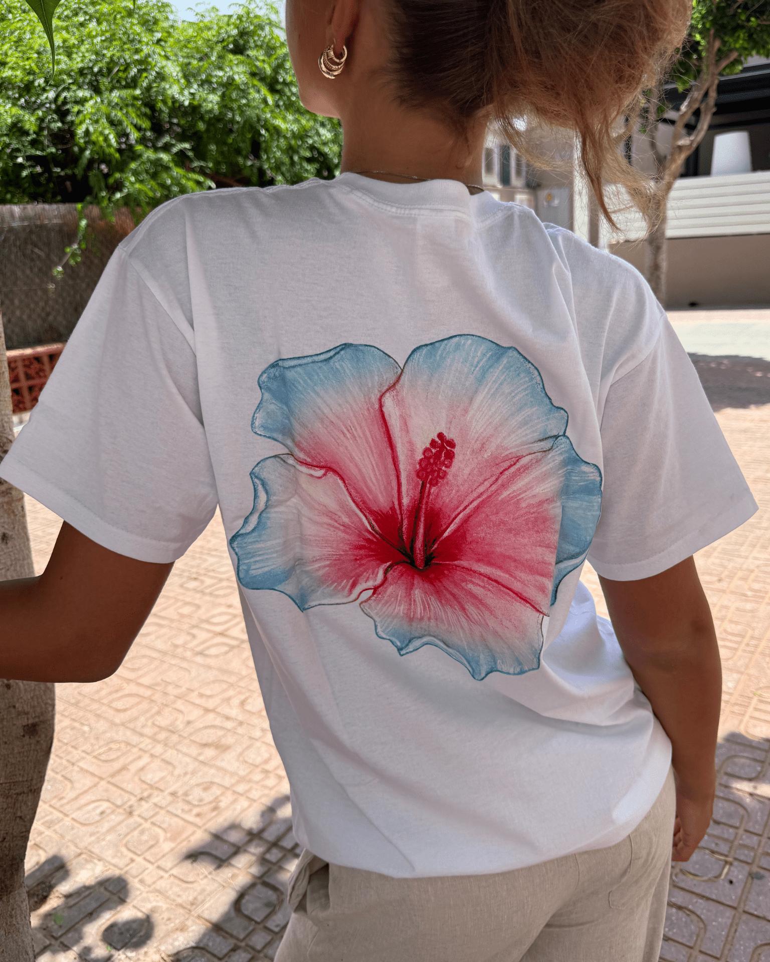 HAWAII (blå) UNISEX T-SHIRT (rygprint) - HVID