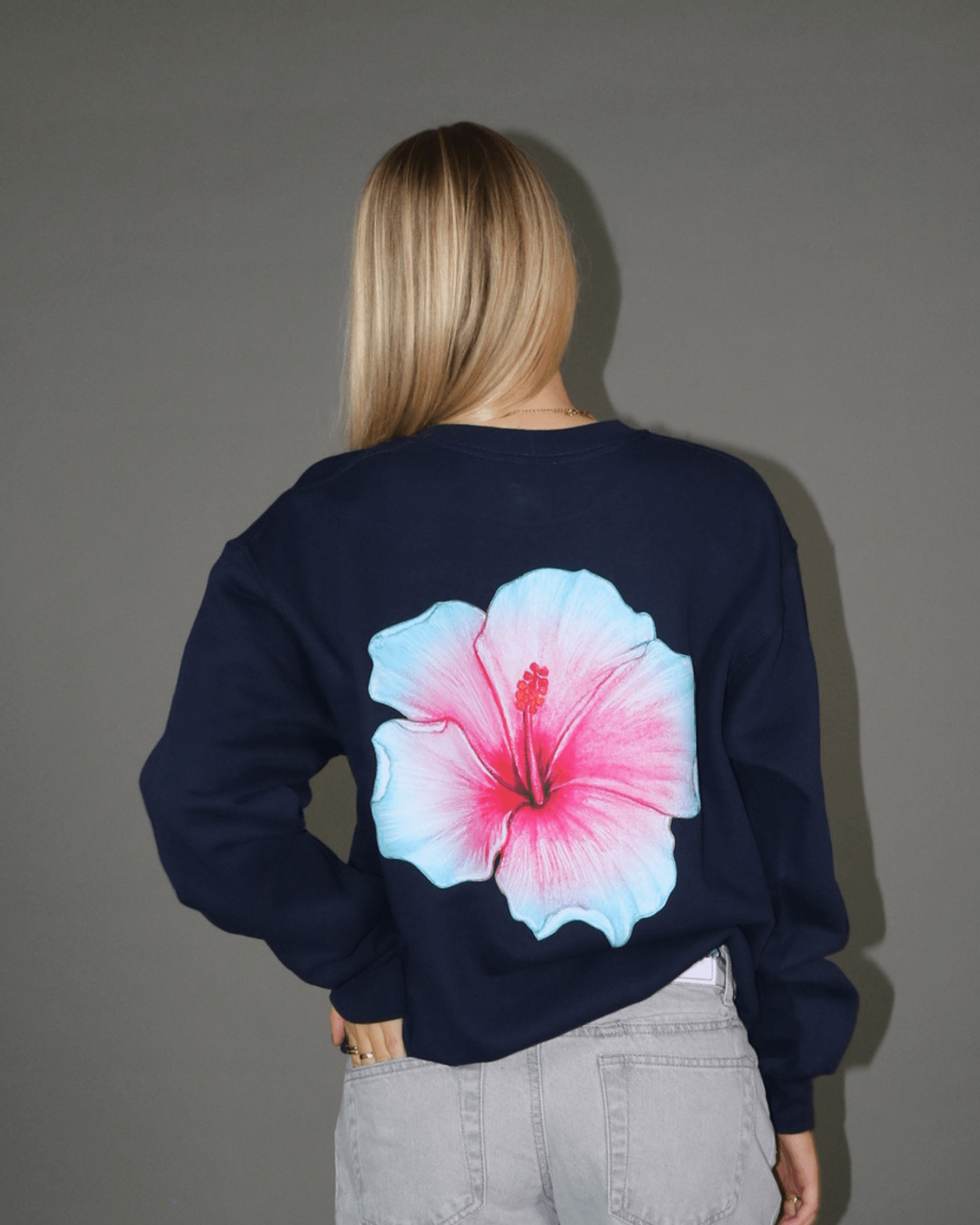 HAWAII (blue) SWEAT (rygprint) - NAVY - Dinvintageshop