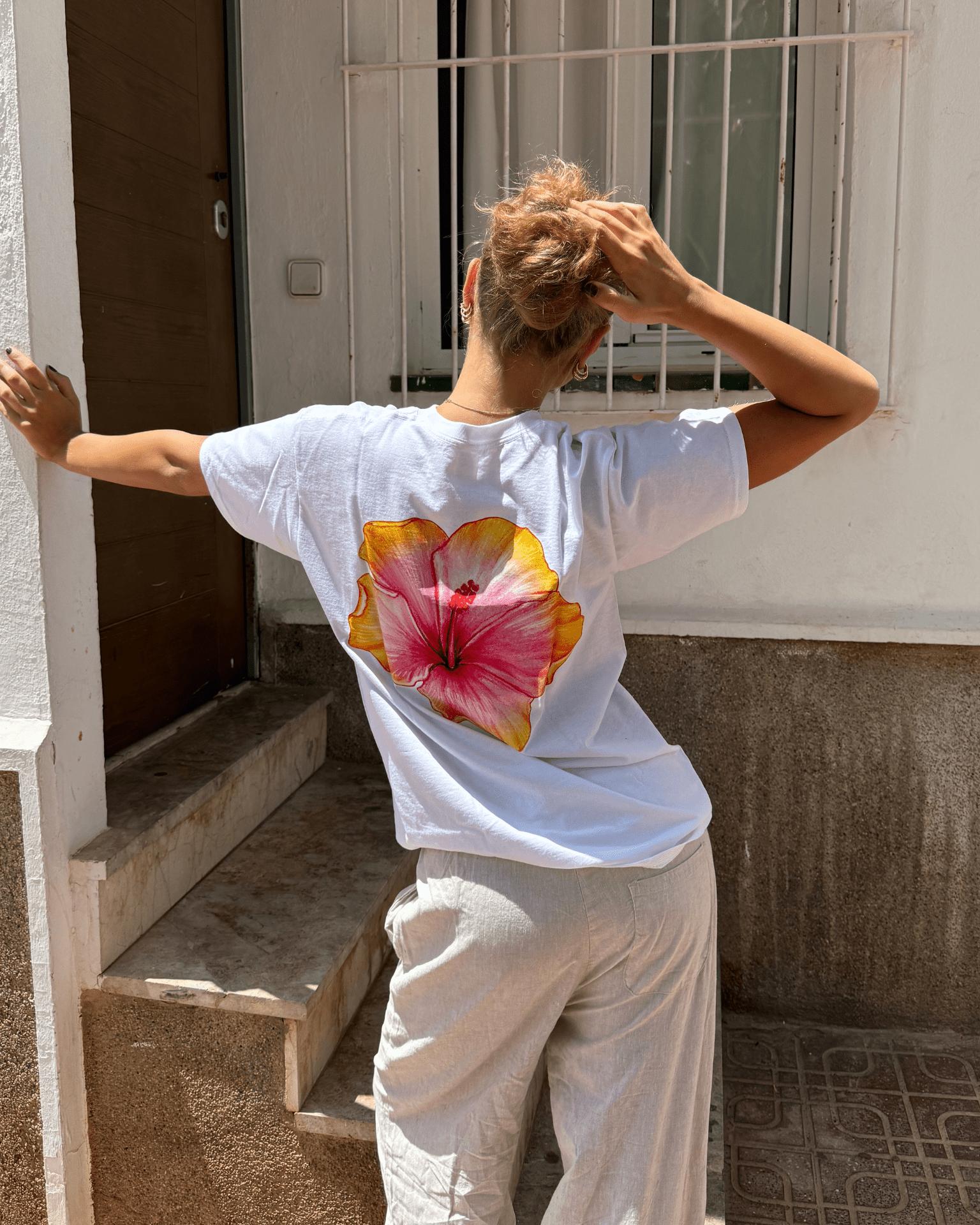 HAWAII (gul) UNISEX T-SHIRT (rygprint) - HVID
