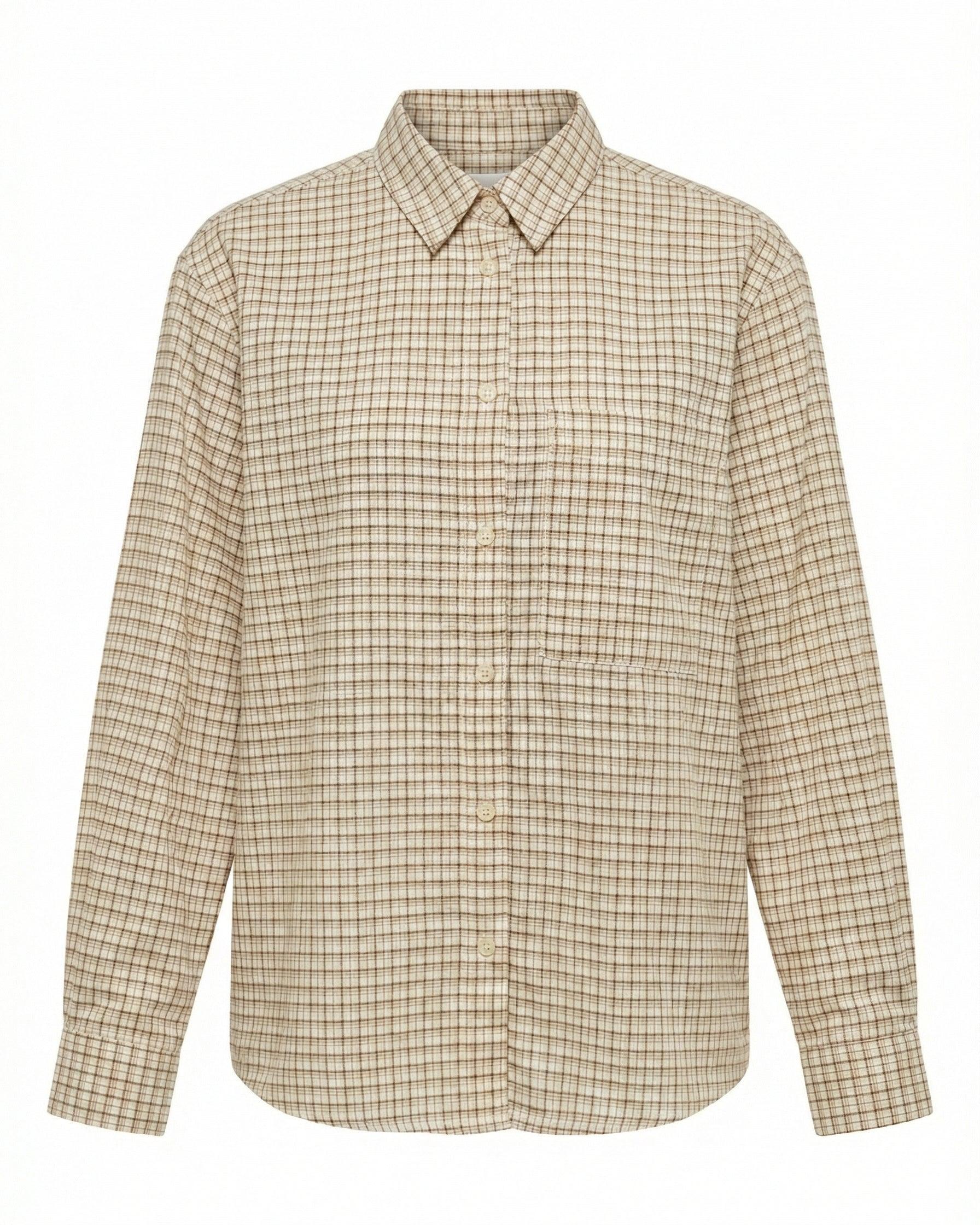 NEO BOXFIT SHIRT - SAND/BROWN CHECK