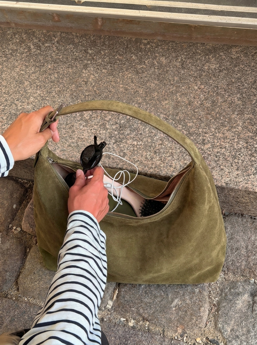 LEAH SUEDE BAG - GREEN