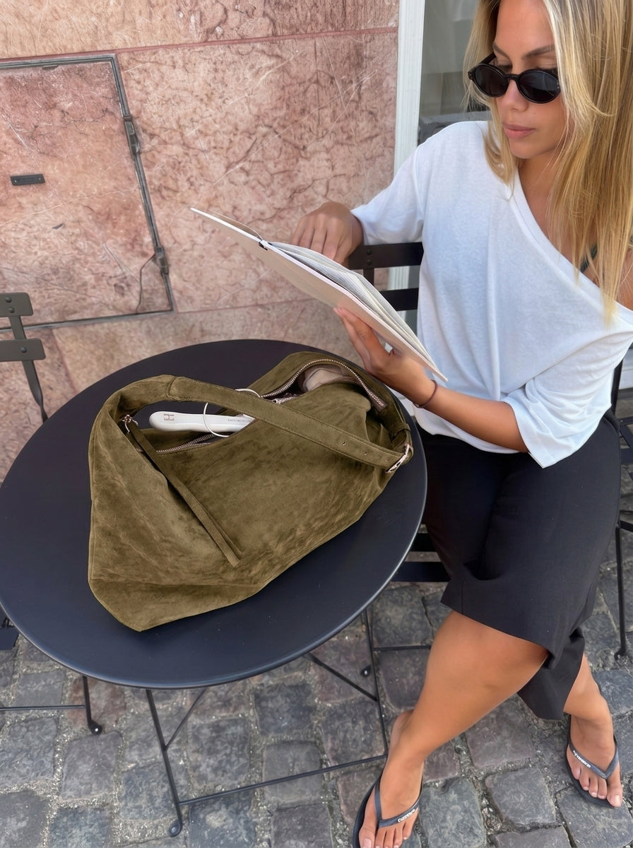 LEAH SUEDE BAG - GREEN