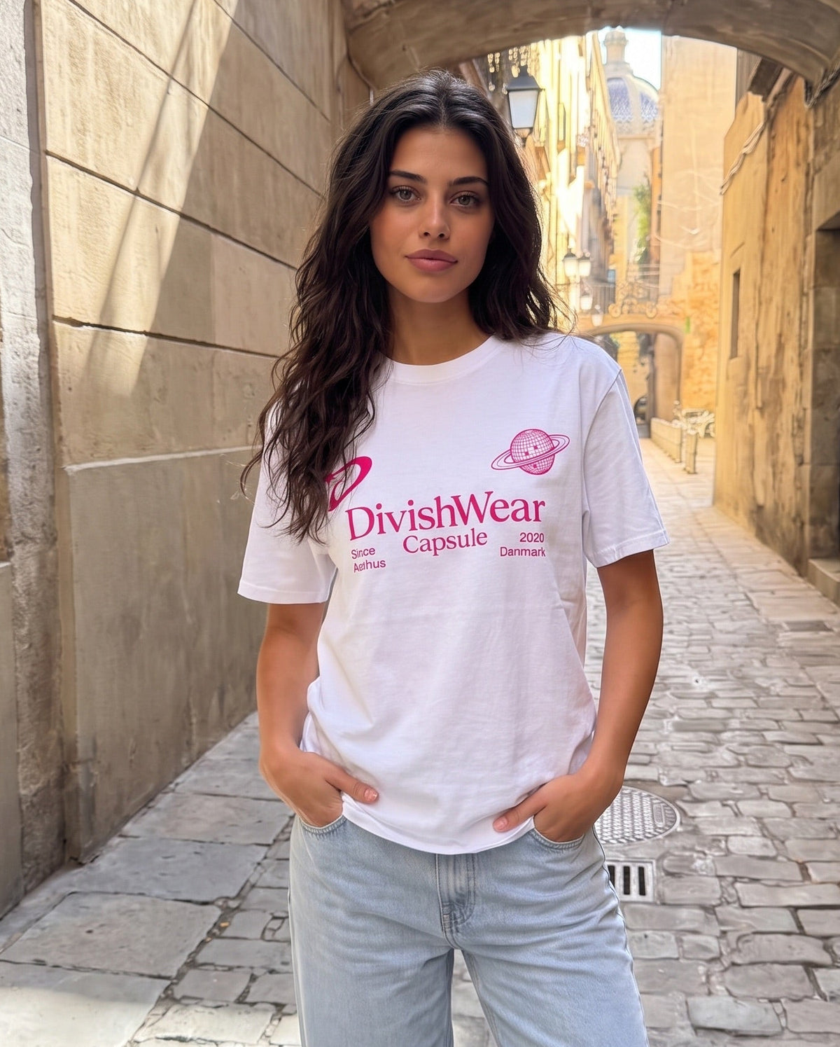 ALEA TEE - WHITE/PINK - Dinvintageshop