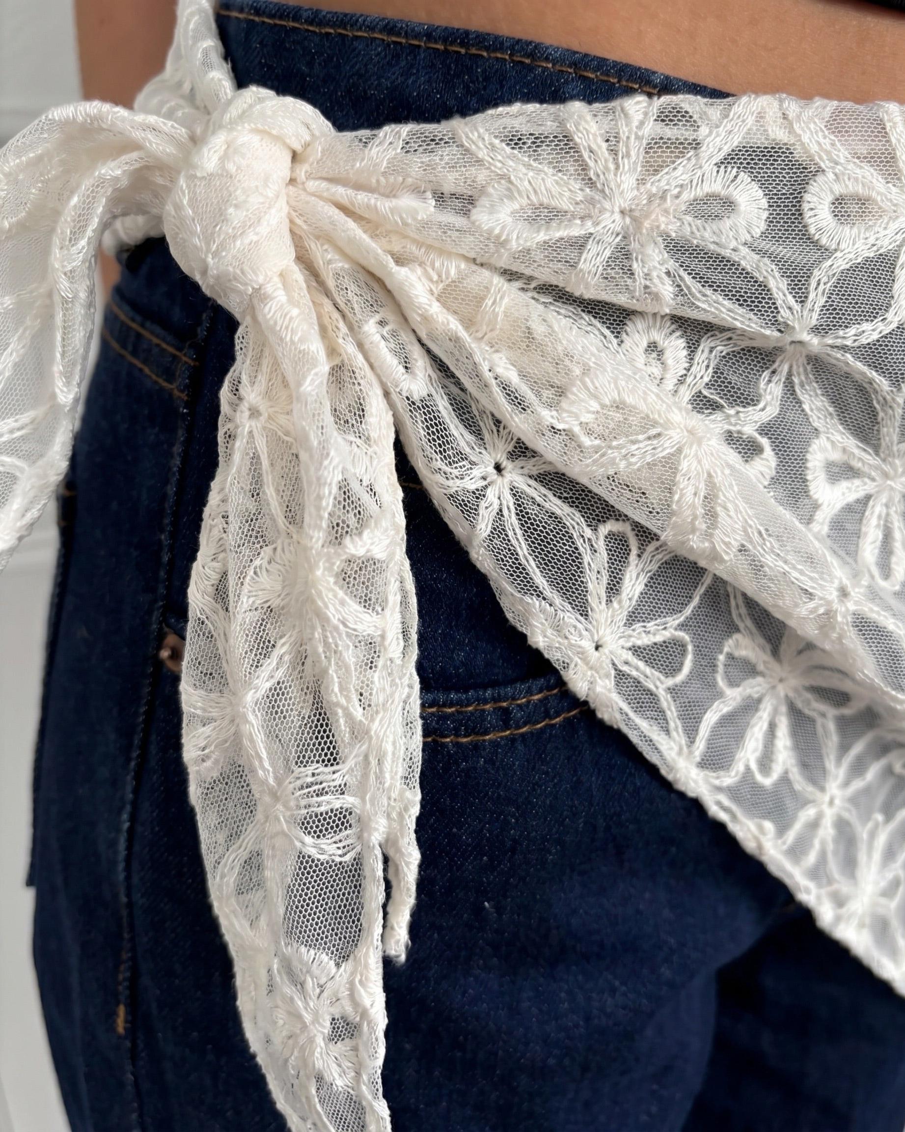 JAISA LACE HIP SCARF - BRIGHT WHITE