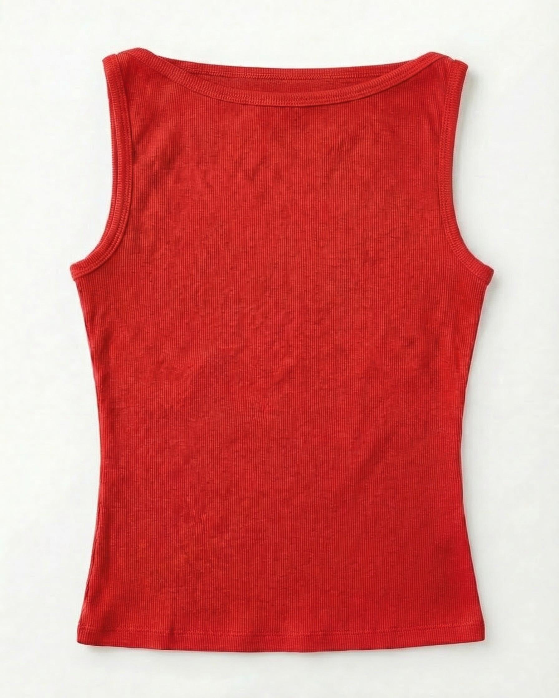 JOHANNE BOATNECK TOP - RED - Dinvintageshop