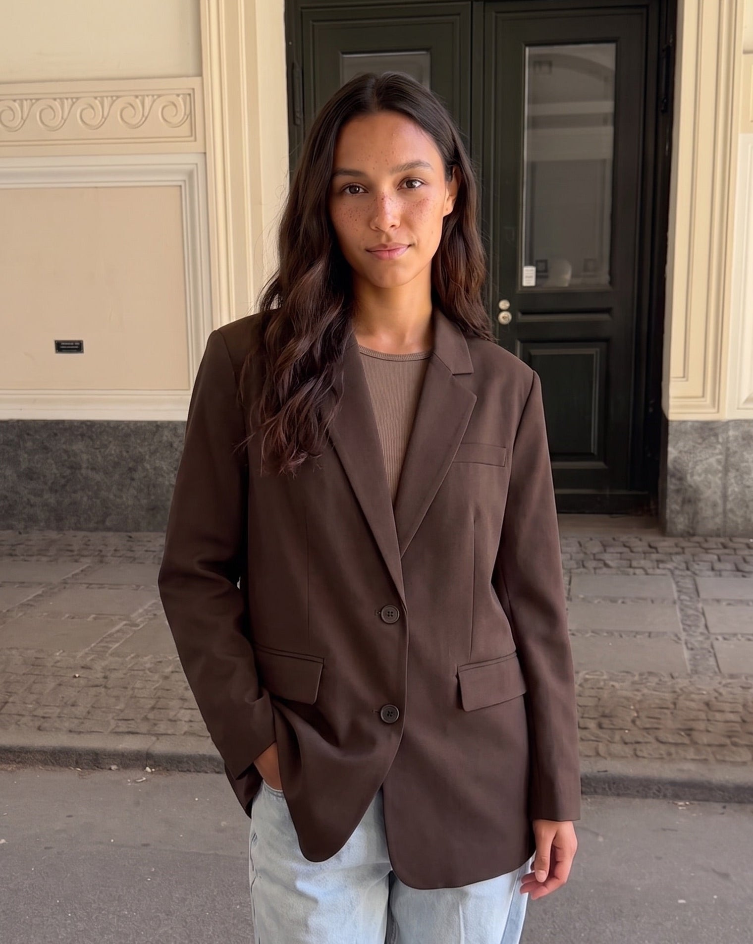 KAMIL LOOSE BLAZER - HOT FUDGE