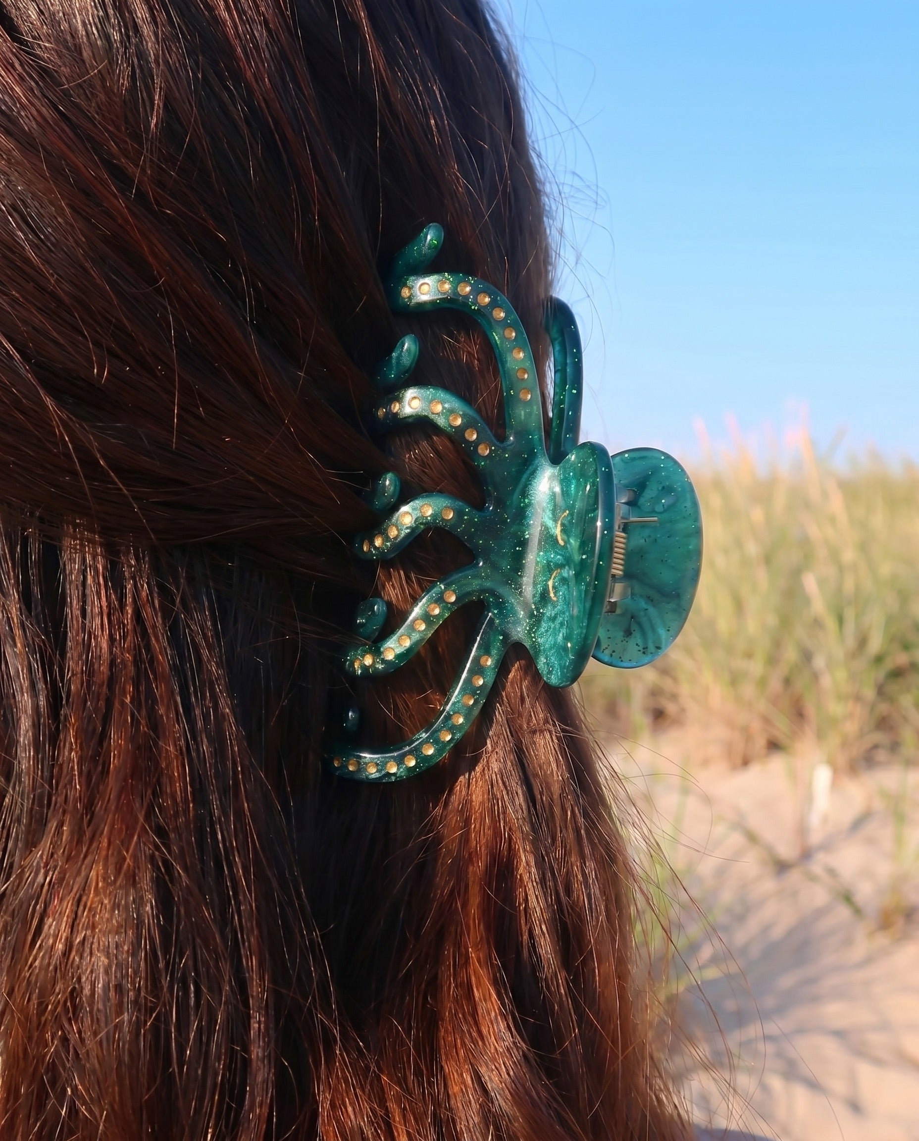 KILINA BLÆKSPRUTTE HÅRKLEMME - PATINA GREEN - Dinvintageshop