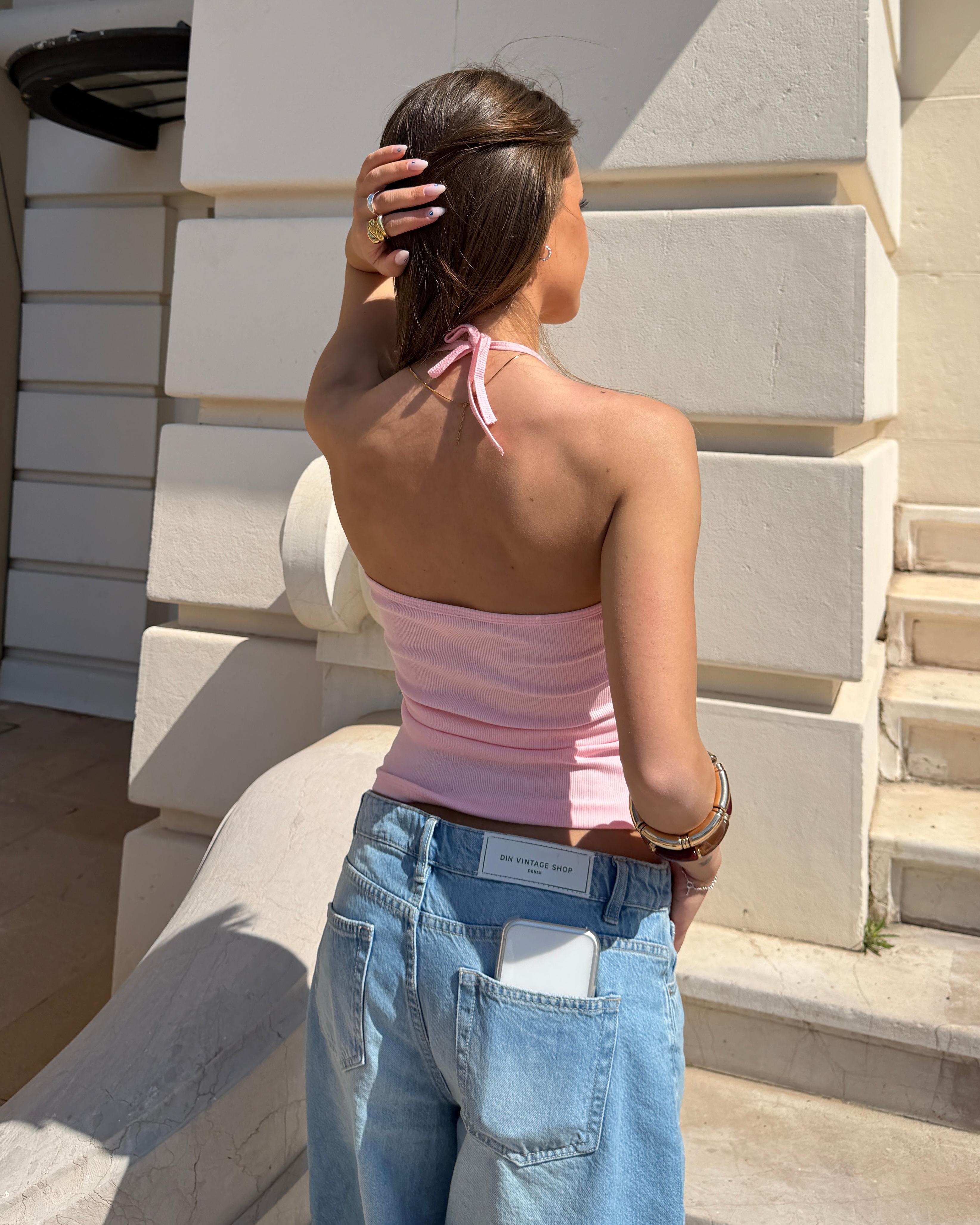 LINE HALTERNECK TOP - LIGHT PINK