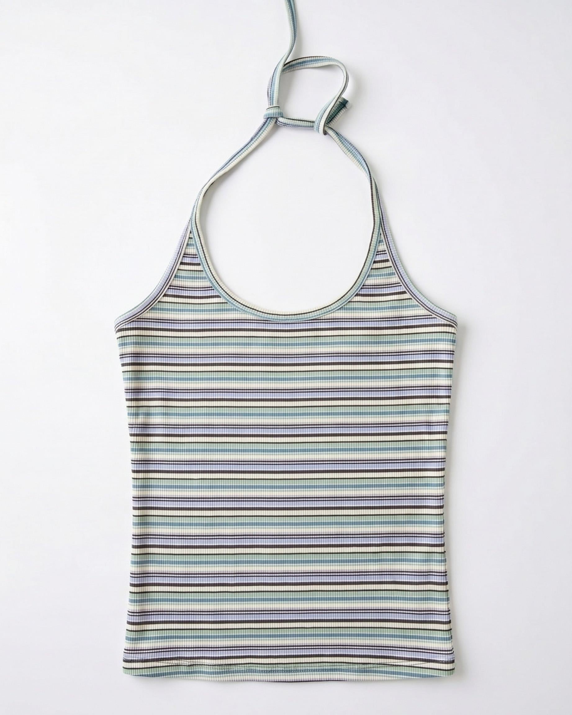 LINE STRIPE HALTERNECK TOP - OCEAN MIX
