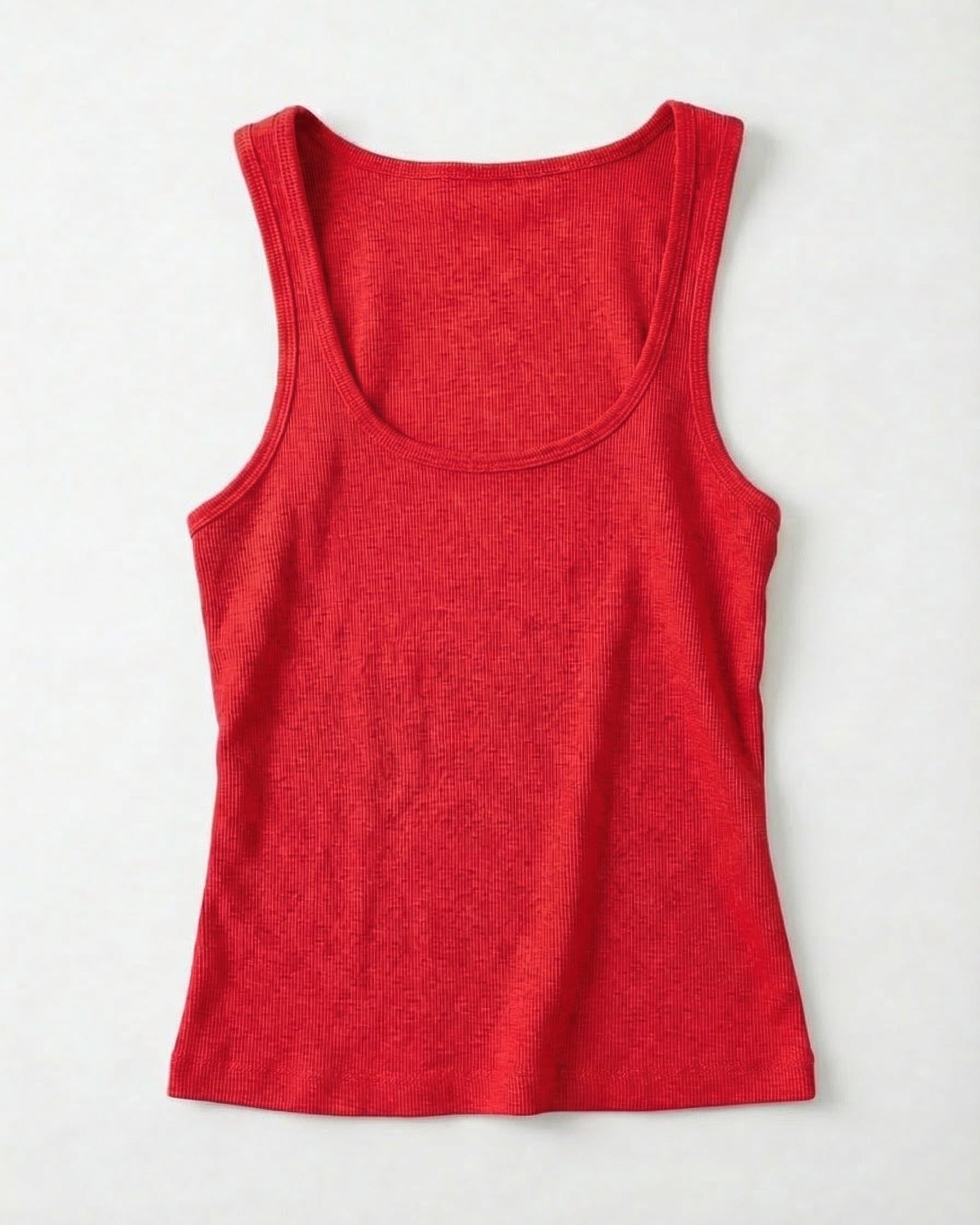 LUNA TANK TOP - RED - Dinvintageshop