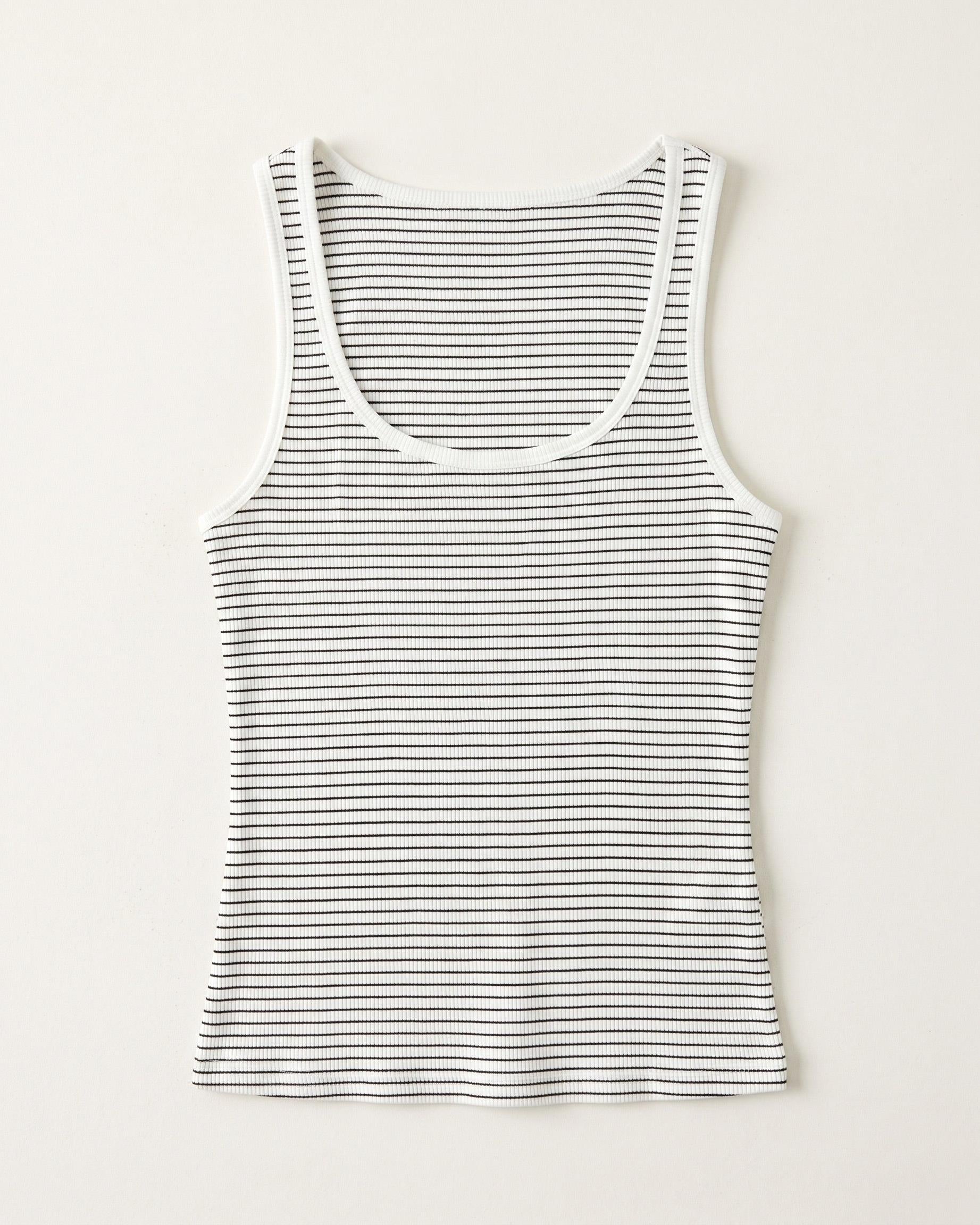 LUNA TANK TOP - WHITE/BLACK STRIPE