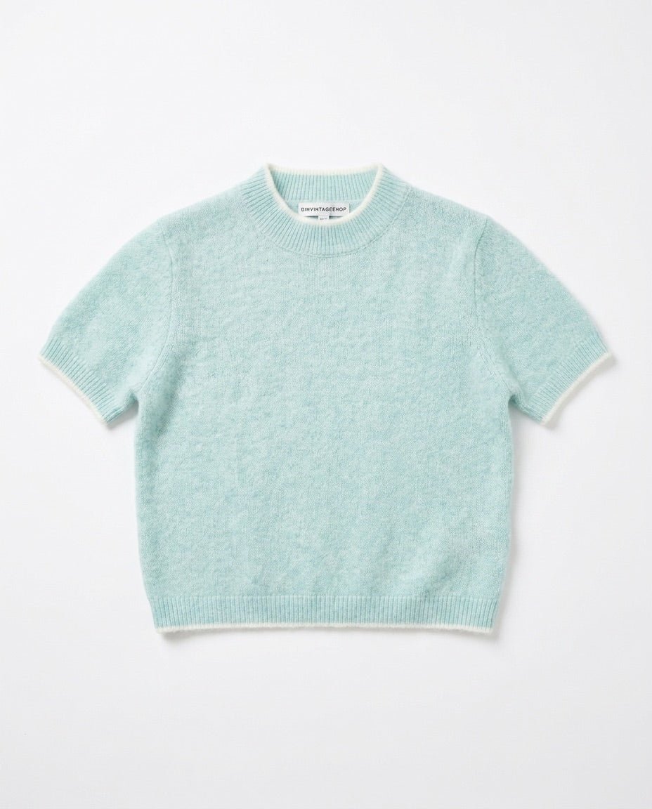MADDIE KNIT SS - TEAL - Dinvintageshop