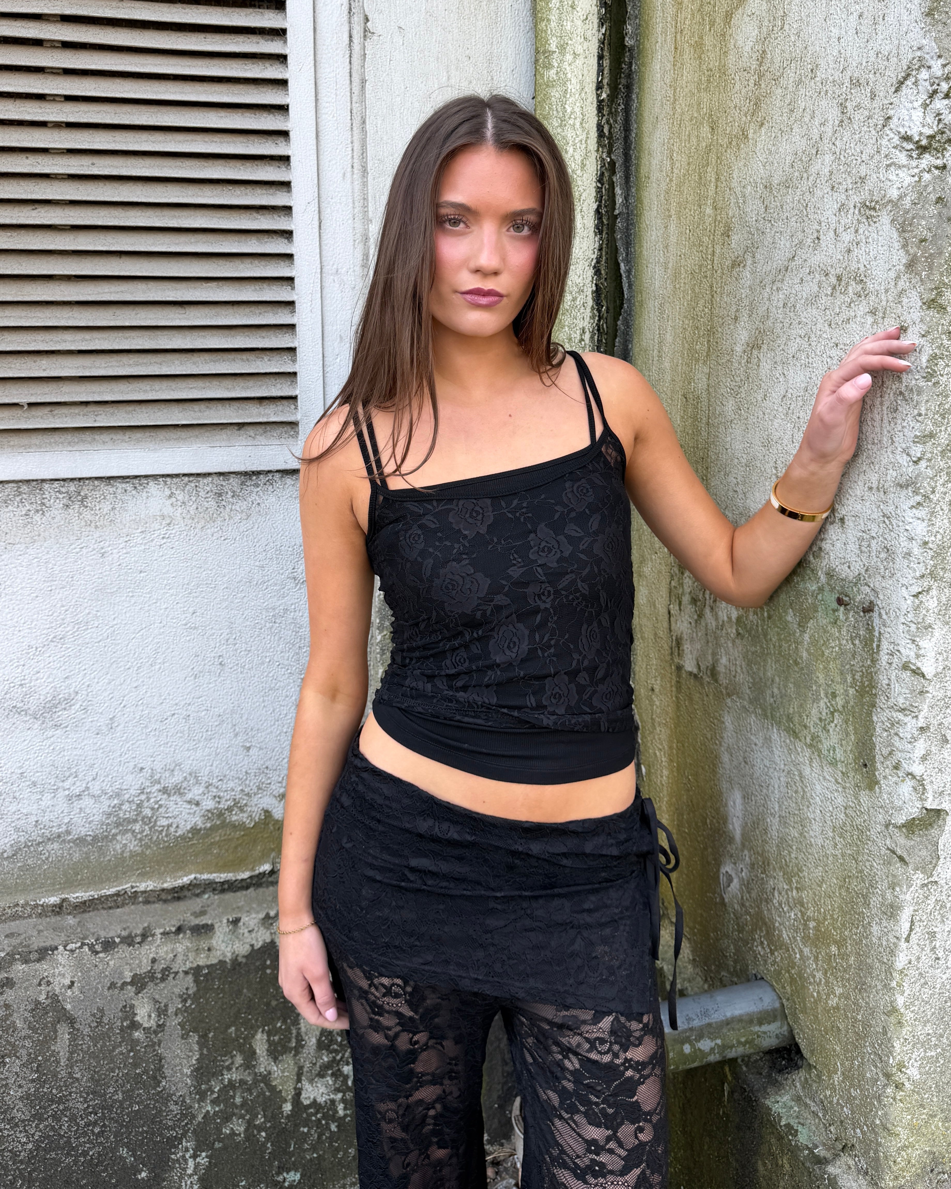 MALOU LACE TANK TOP - BLACK