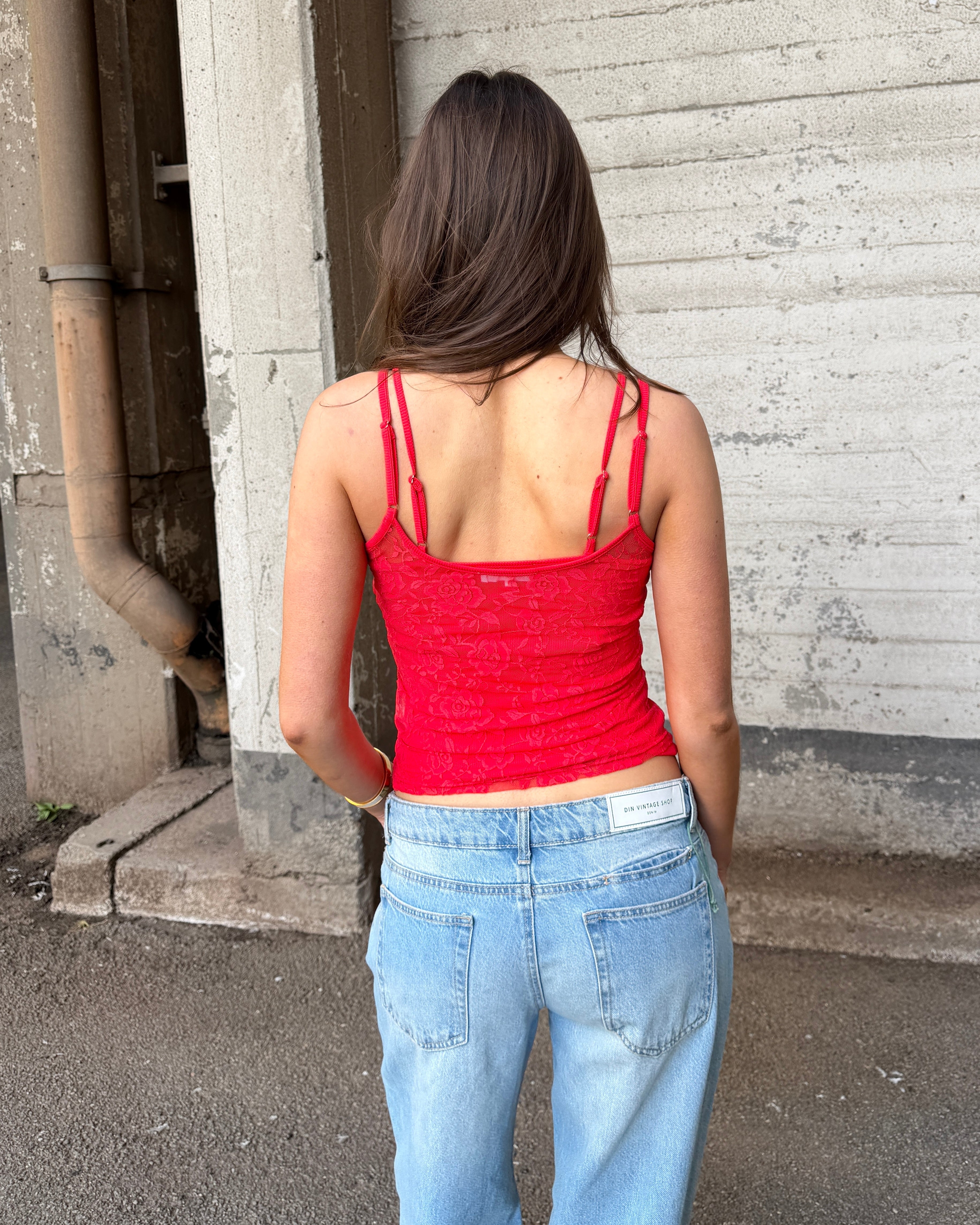 MALOU LACE TANK TOP - RED