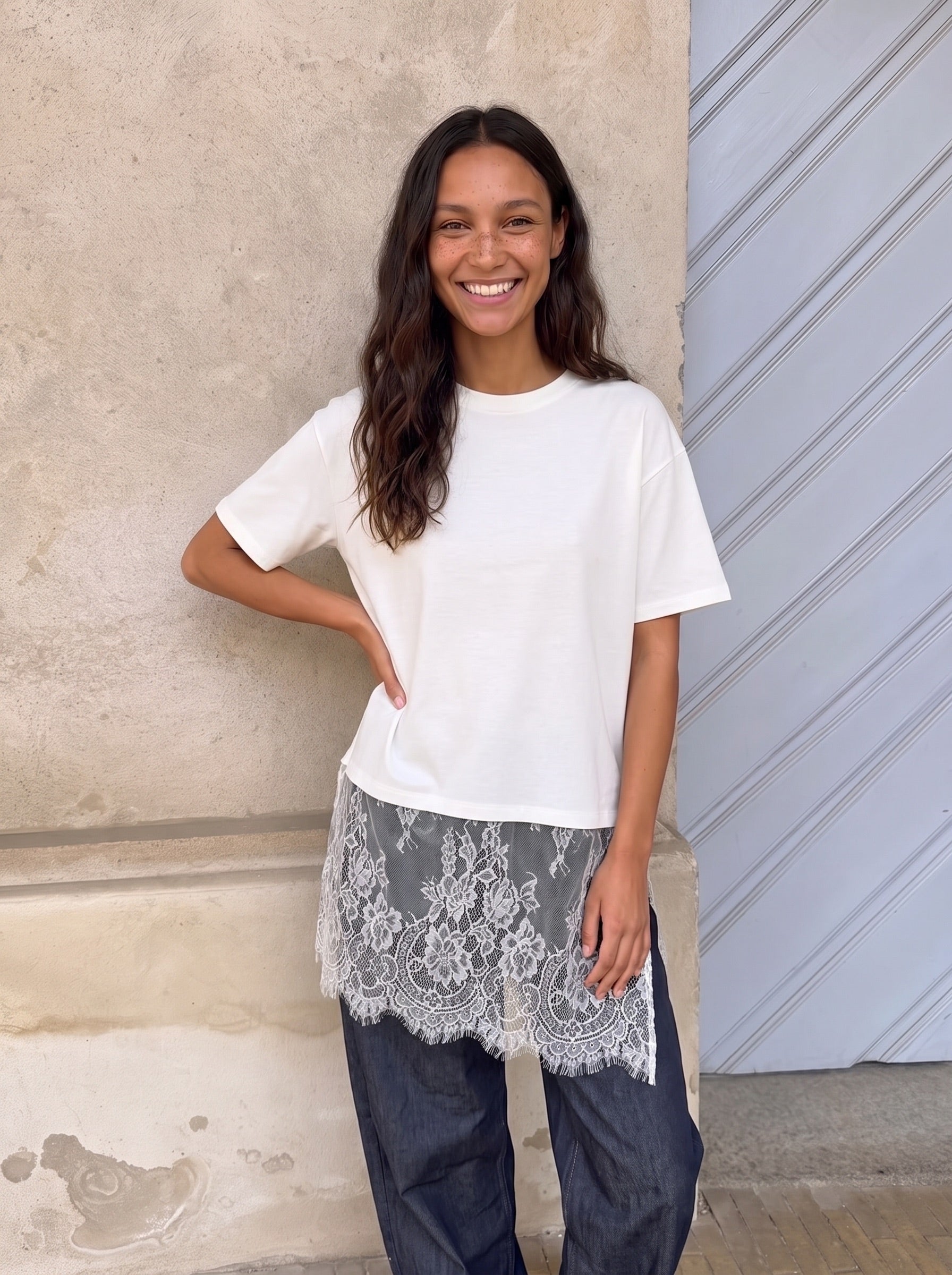 MAVE LACE T-SHIRT - CLOUD DANCER