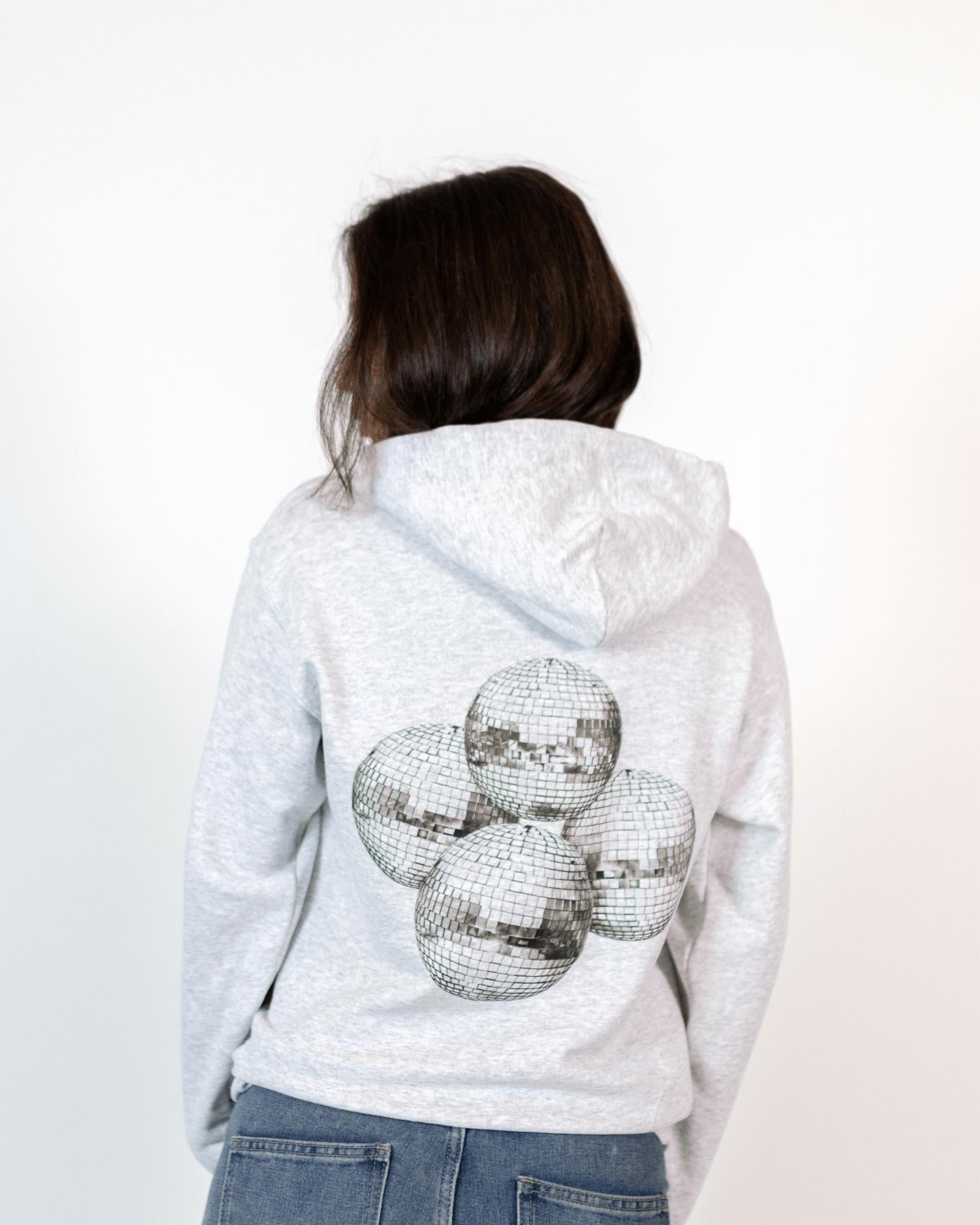 MEGA DISCO KUGLE (black) HOODIE (rygprint) - GREY