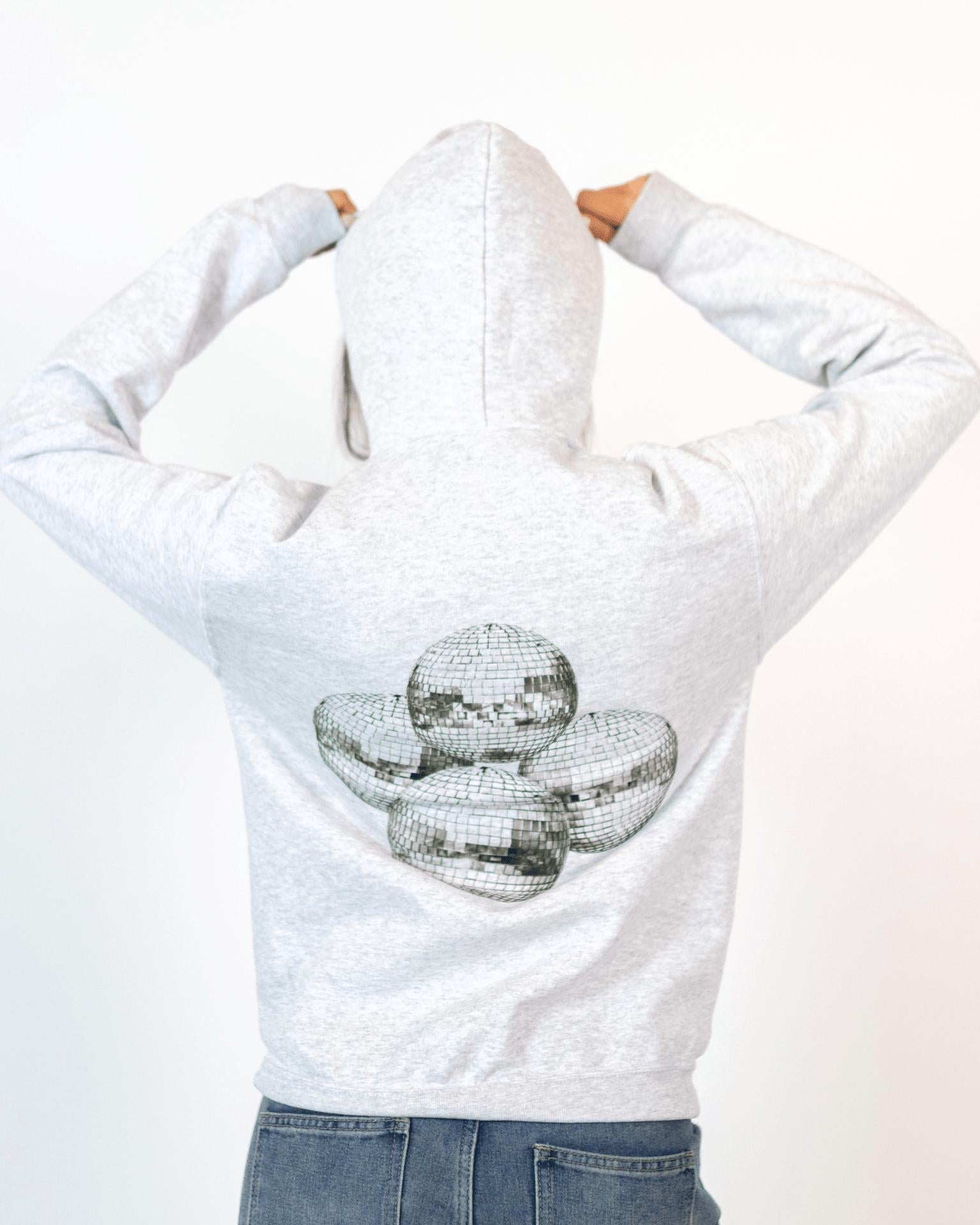 MEGA DISCO KUGLE (black) HOODIE (rygprint) - GREY