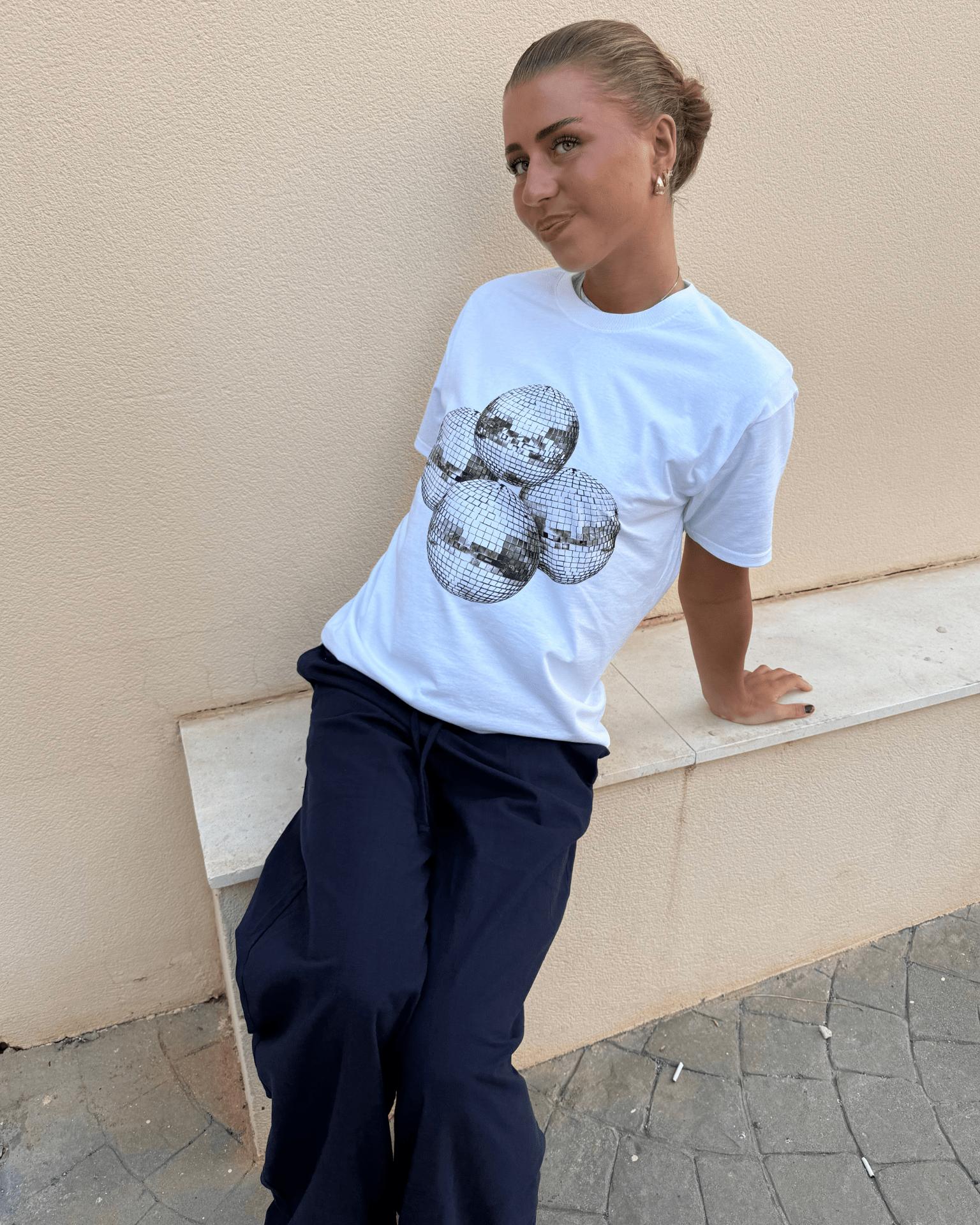 MEGA DISCO KUGLE UNISEX T-SHIRT - WHITE