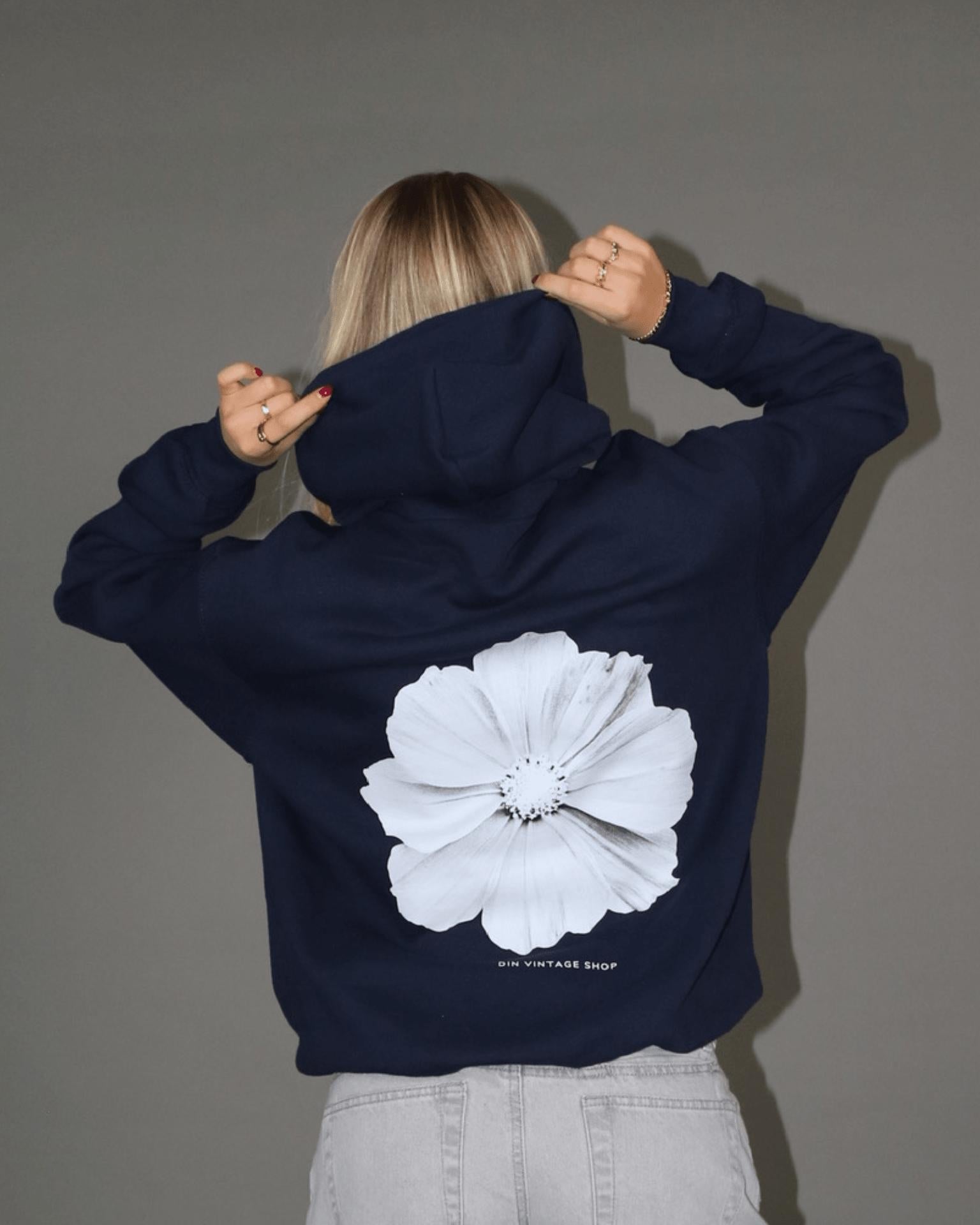 MONOCHROME FLOWER HOODIE (rygprint) - NAVY