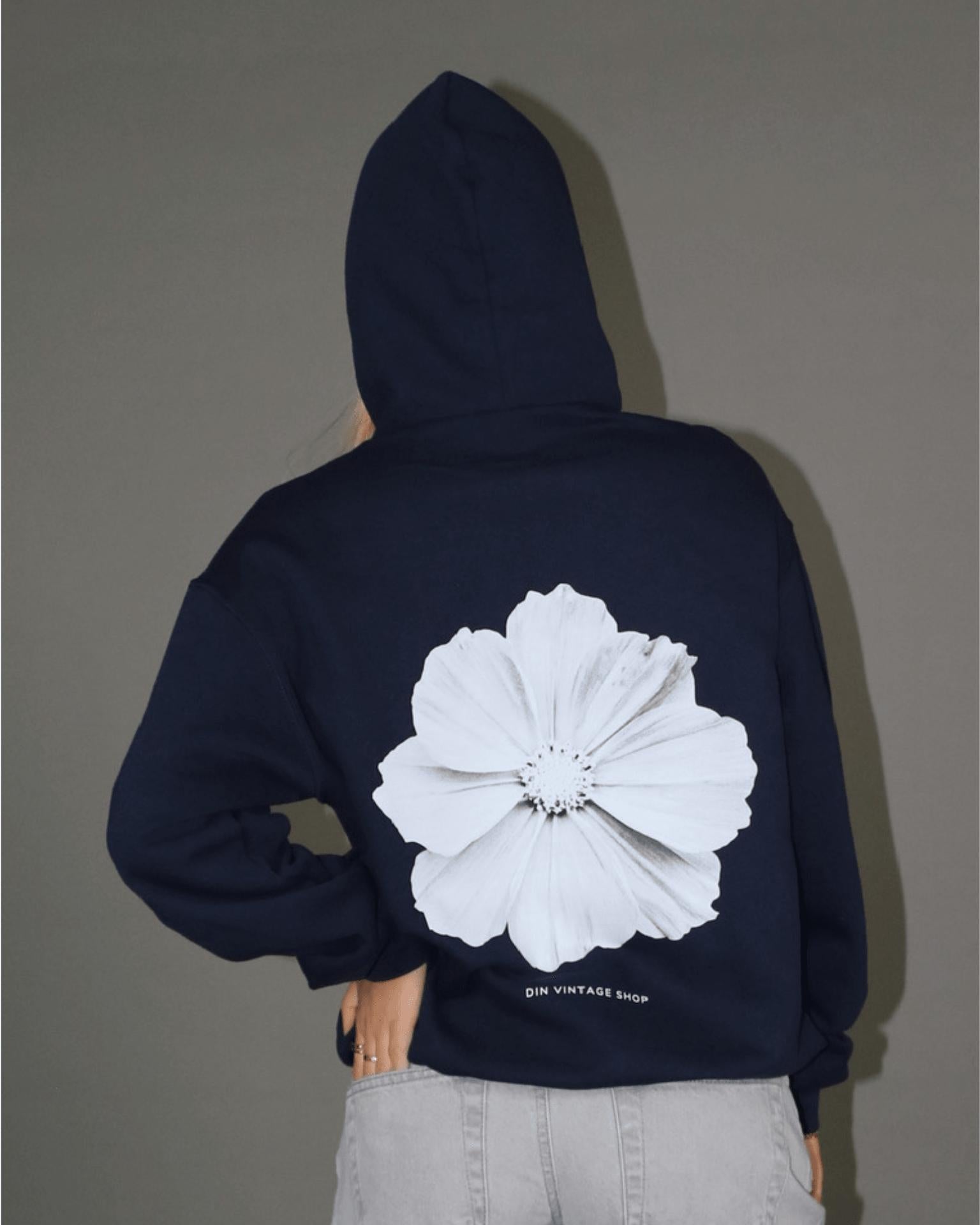 MONOCHROME FLOWER HOODIE (rygprint) - NAVY