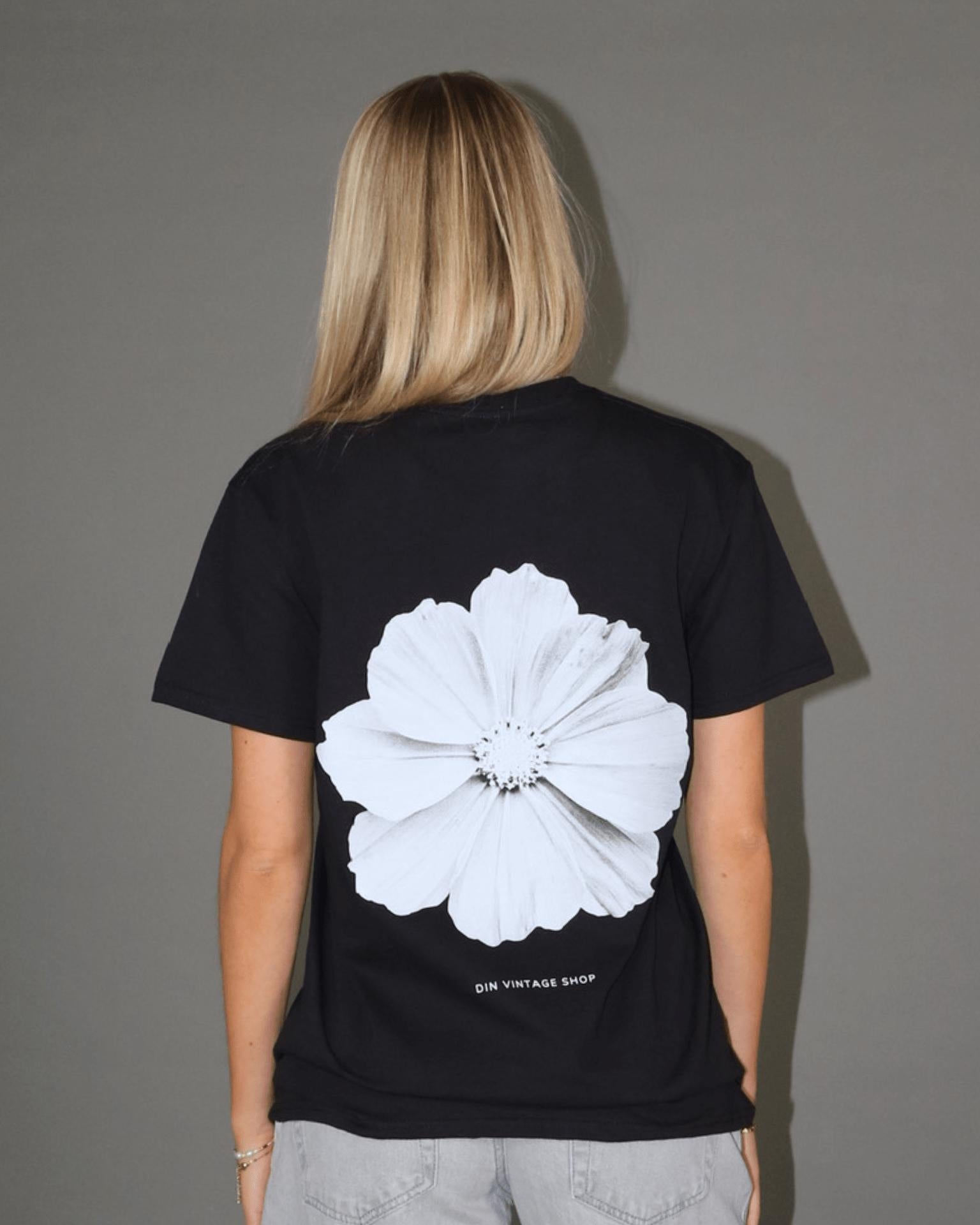MONOCHROME FLOWER T-SHIRT (rygprint) - BLACK