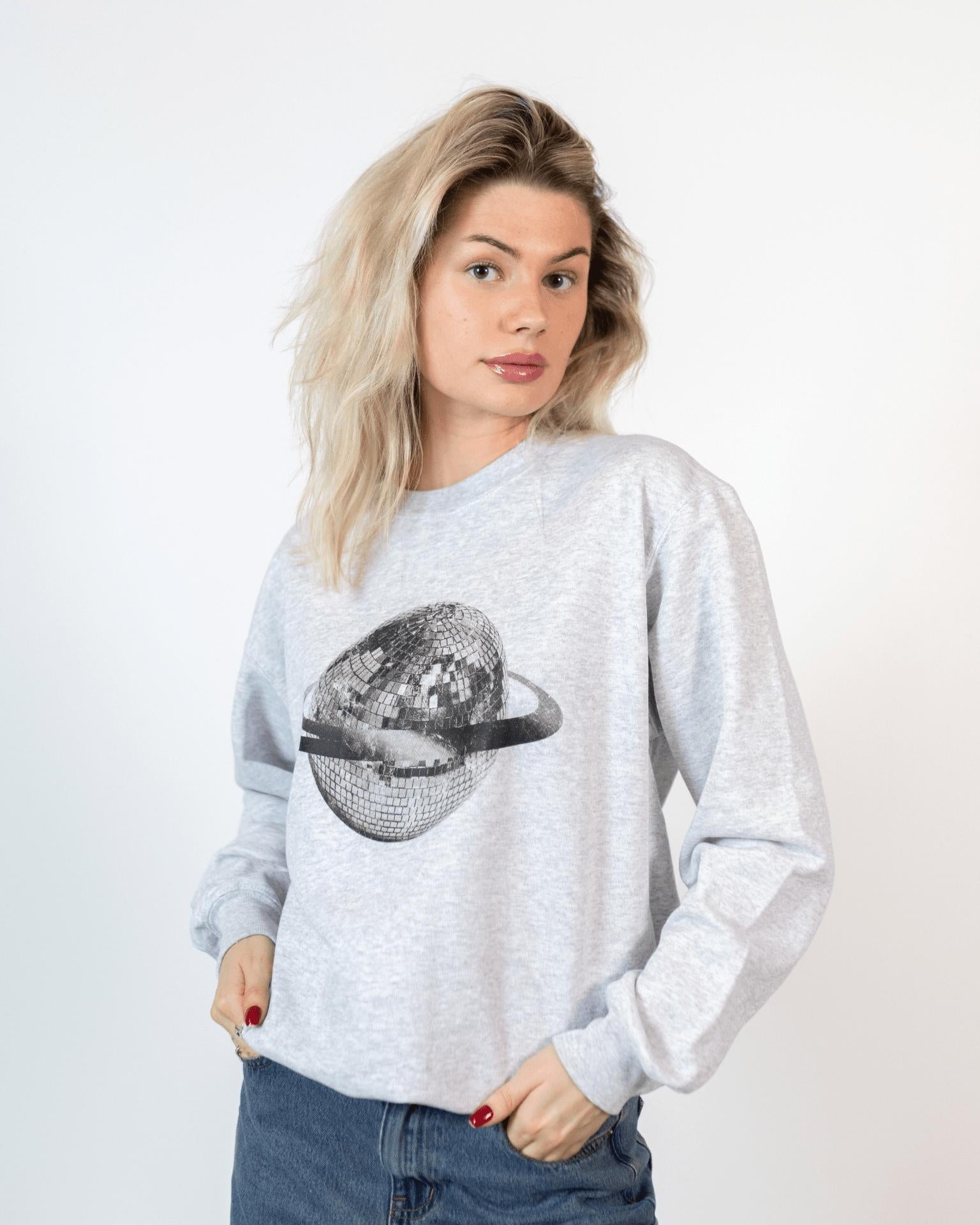 PLANET DISCO (black) SWEATSHIRT - GREY