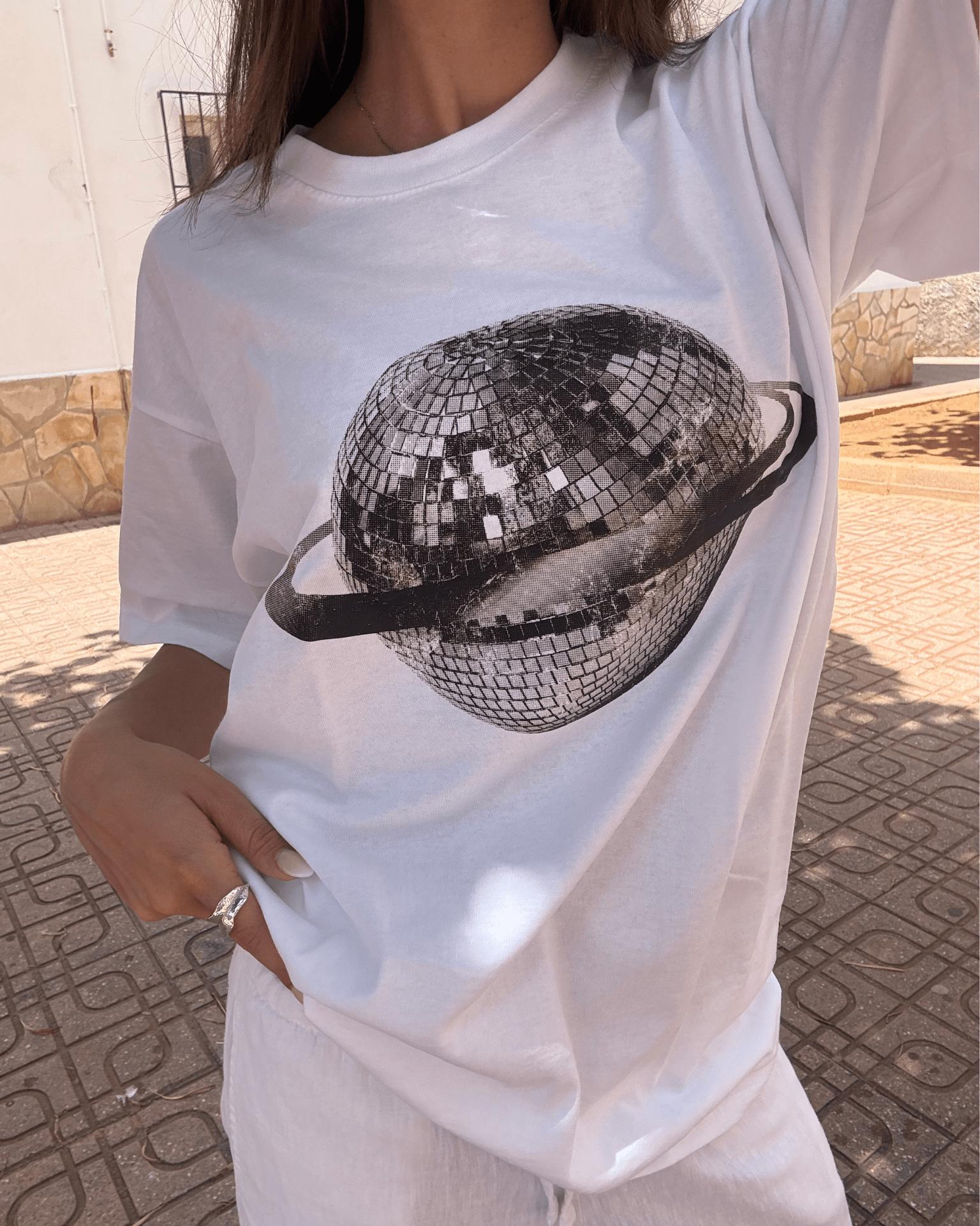 PLANET DISCO (black) UNISEX T-SHIRT - WHITE