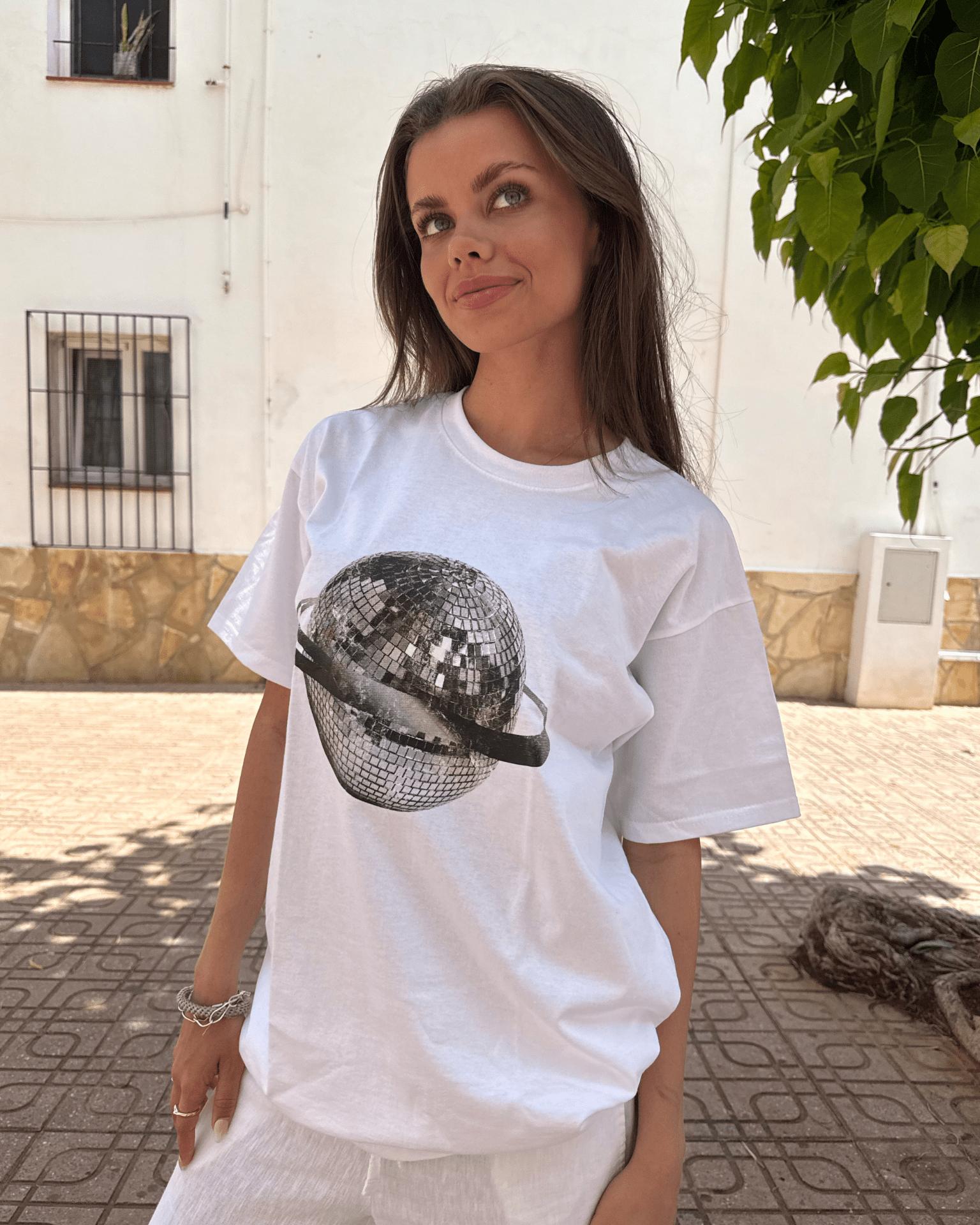 PLANET DISCO (black) UNISEX T-SHIRT - WHITE