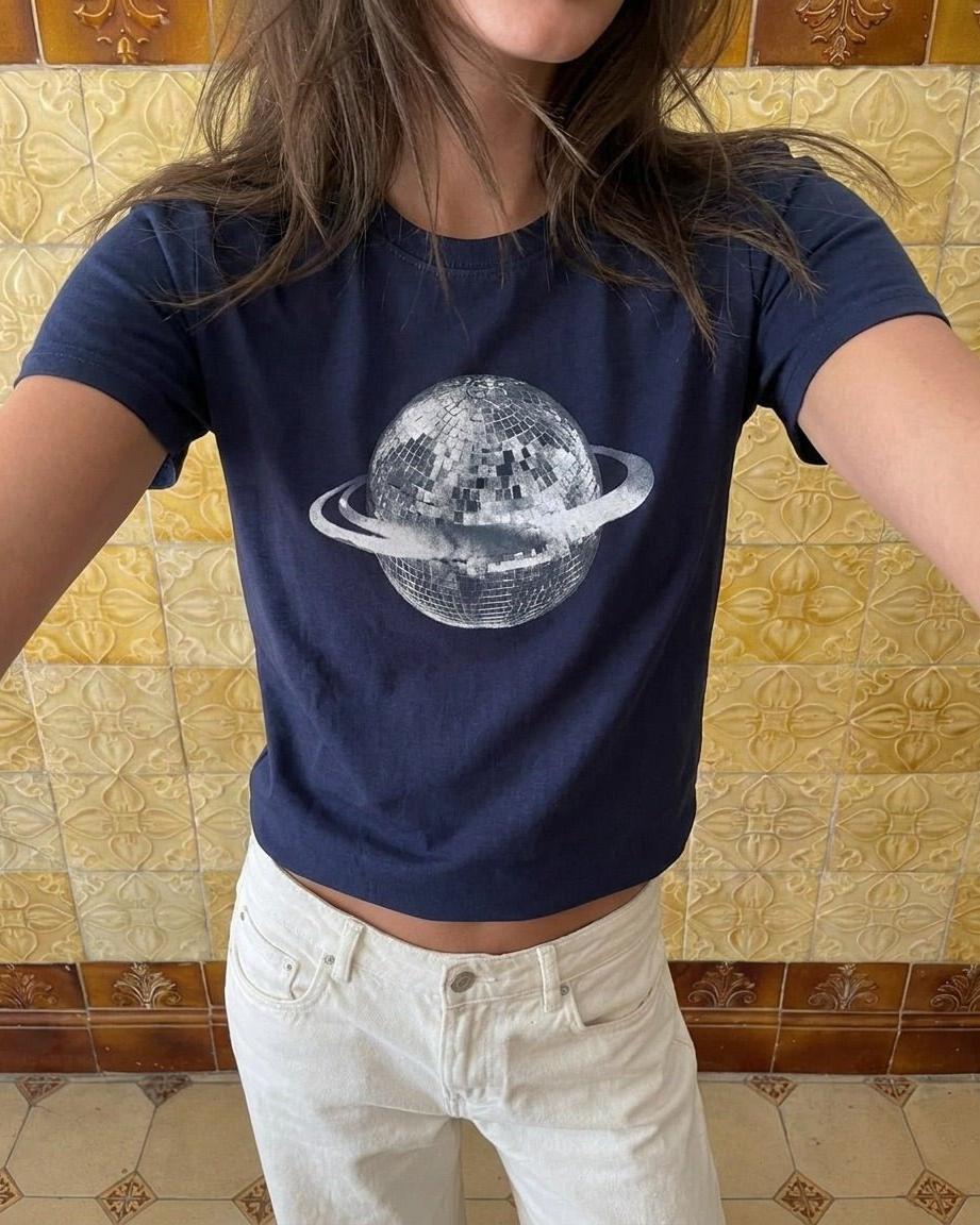 PLANET DISCO (white), BABYTEE - NAVY