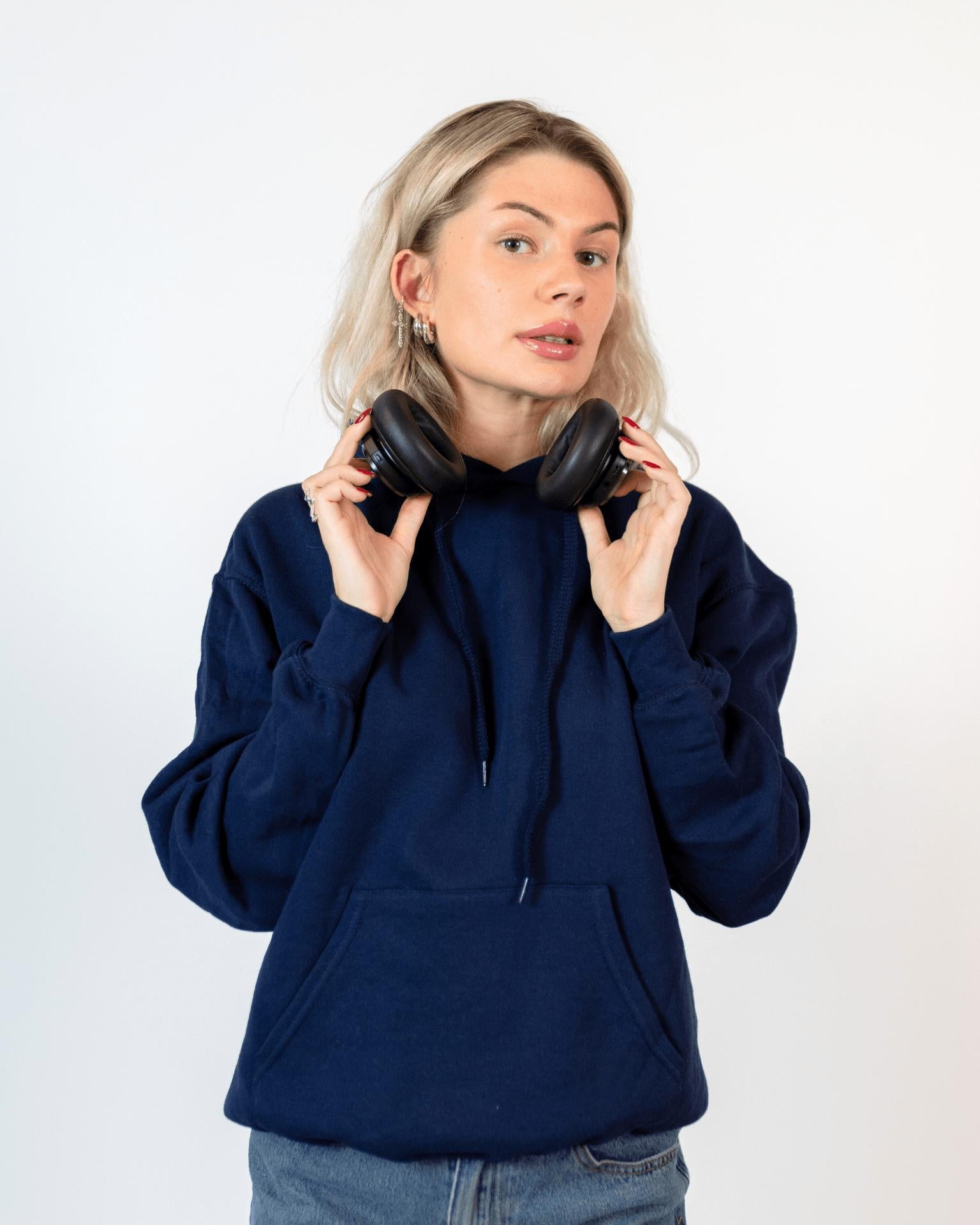 PLANET DISCO (hvid) HOODIE (rygprint) - NAVY