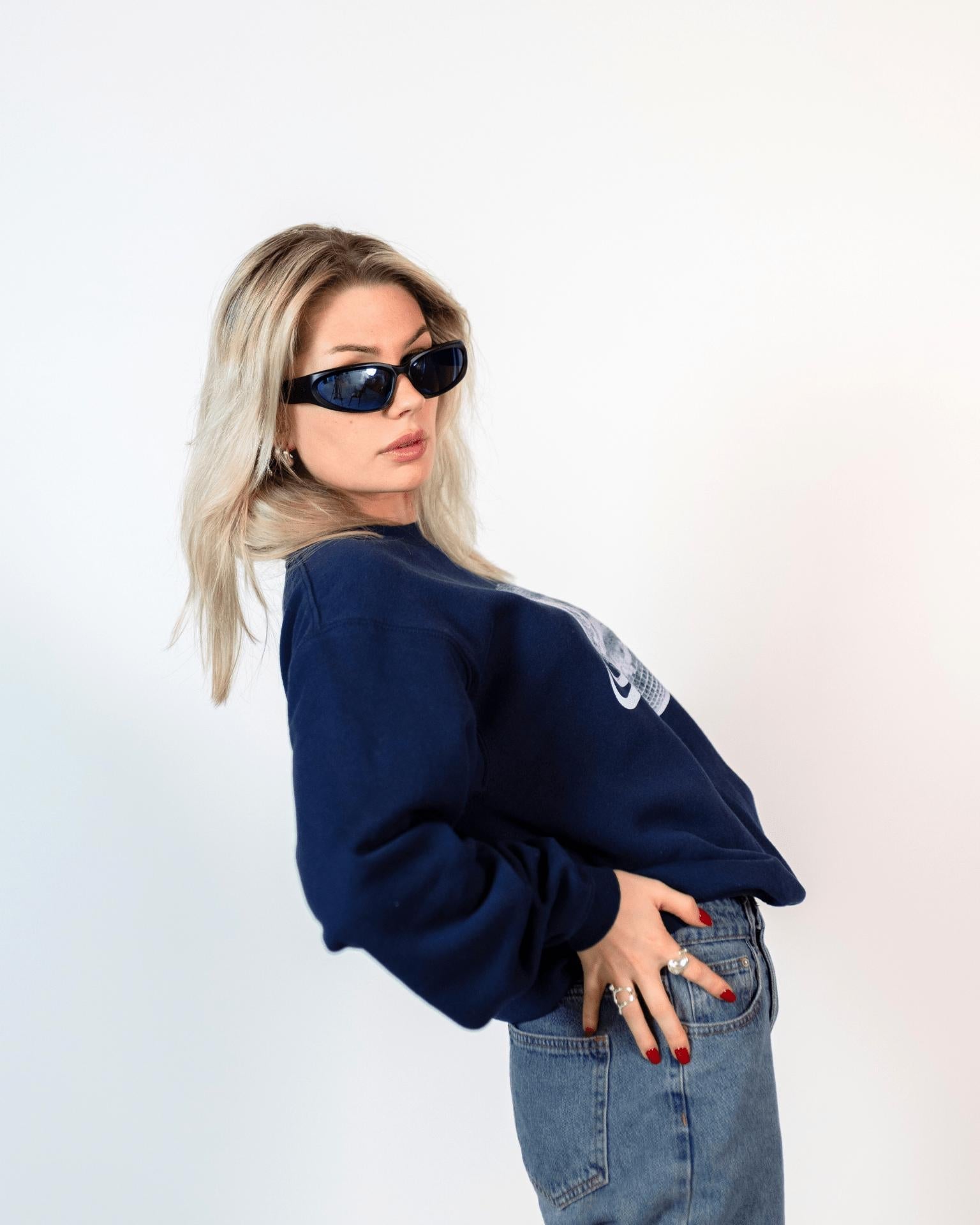 PLANET DISCO (HVID) SWEAT - NAVY