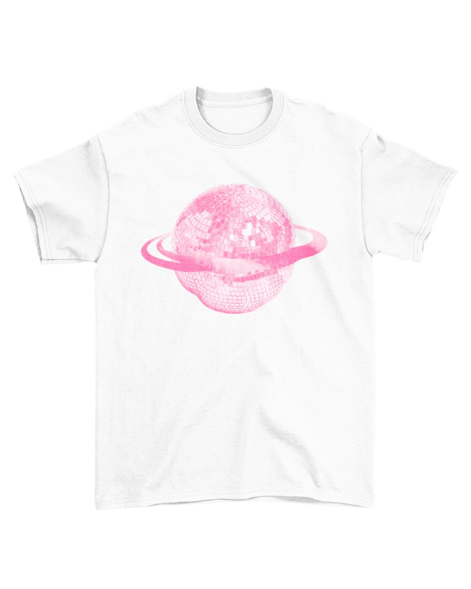 PLANET DISCO (pink) UNISEX T-SHIRT - WHITE
