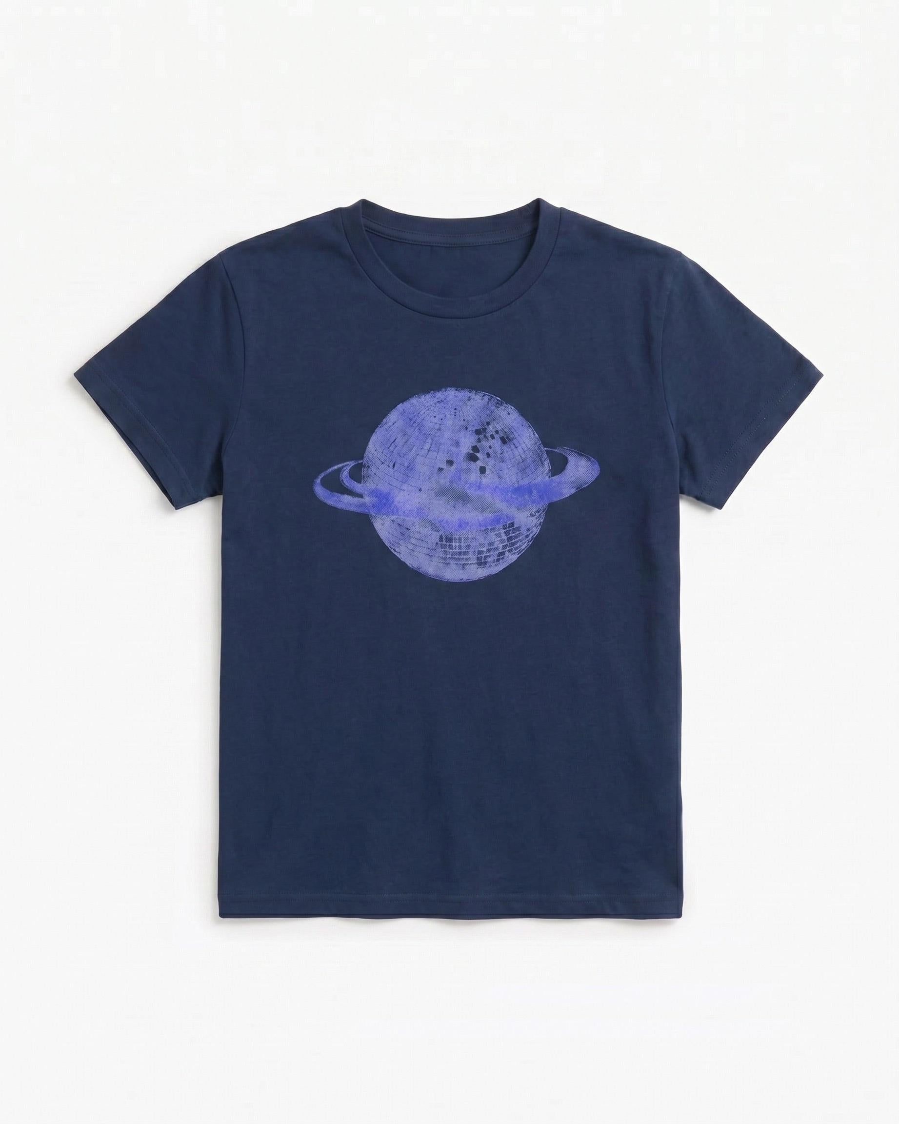 PLANET DISCO (violet), BABY TEE - NAVY