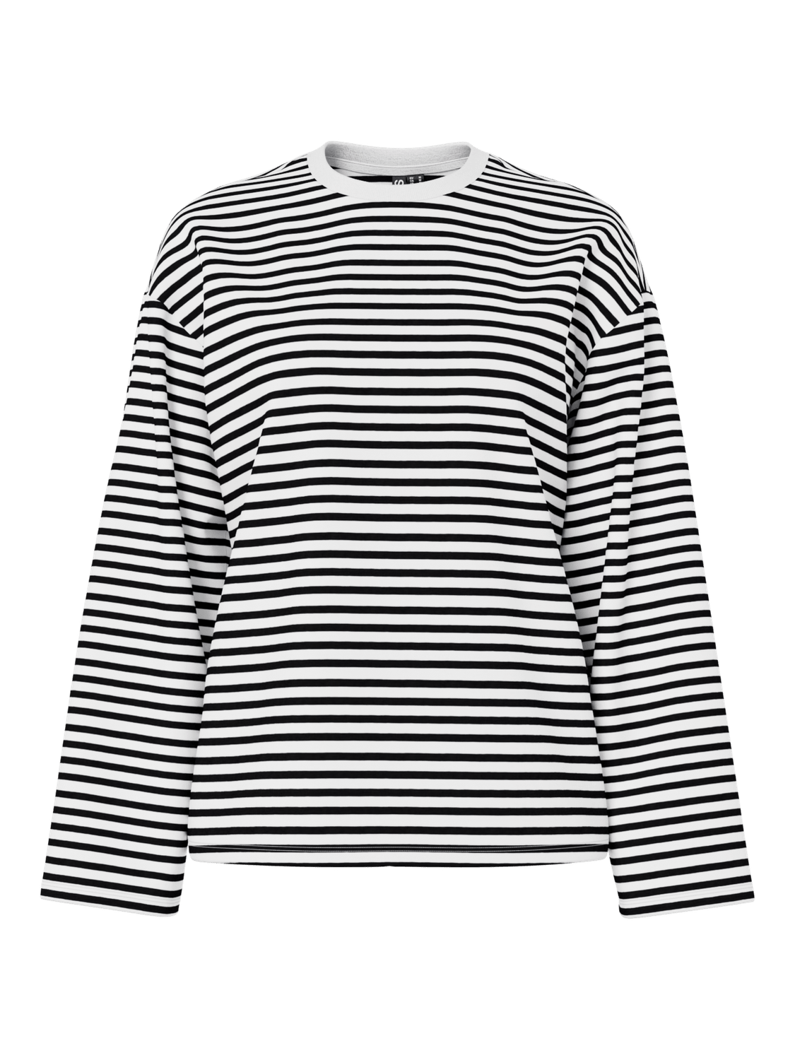 SADIE STRIPE TEE LS - CLOUD DANCER / SCHWARZ