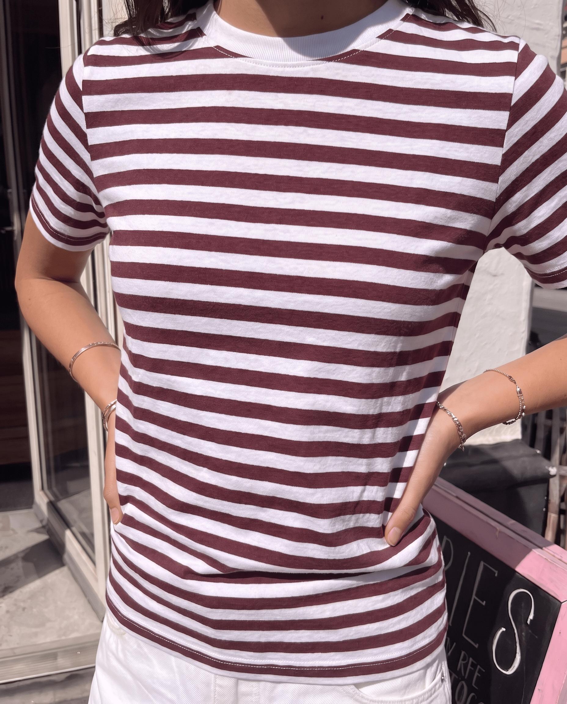 RIA STRIPE TEE - TAWNEY PORT
