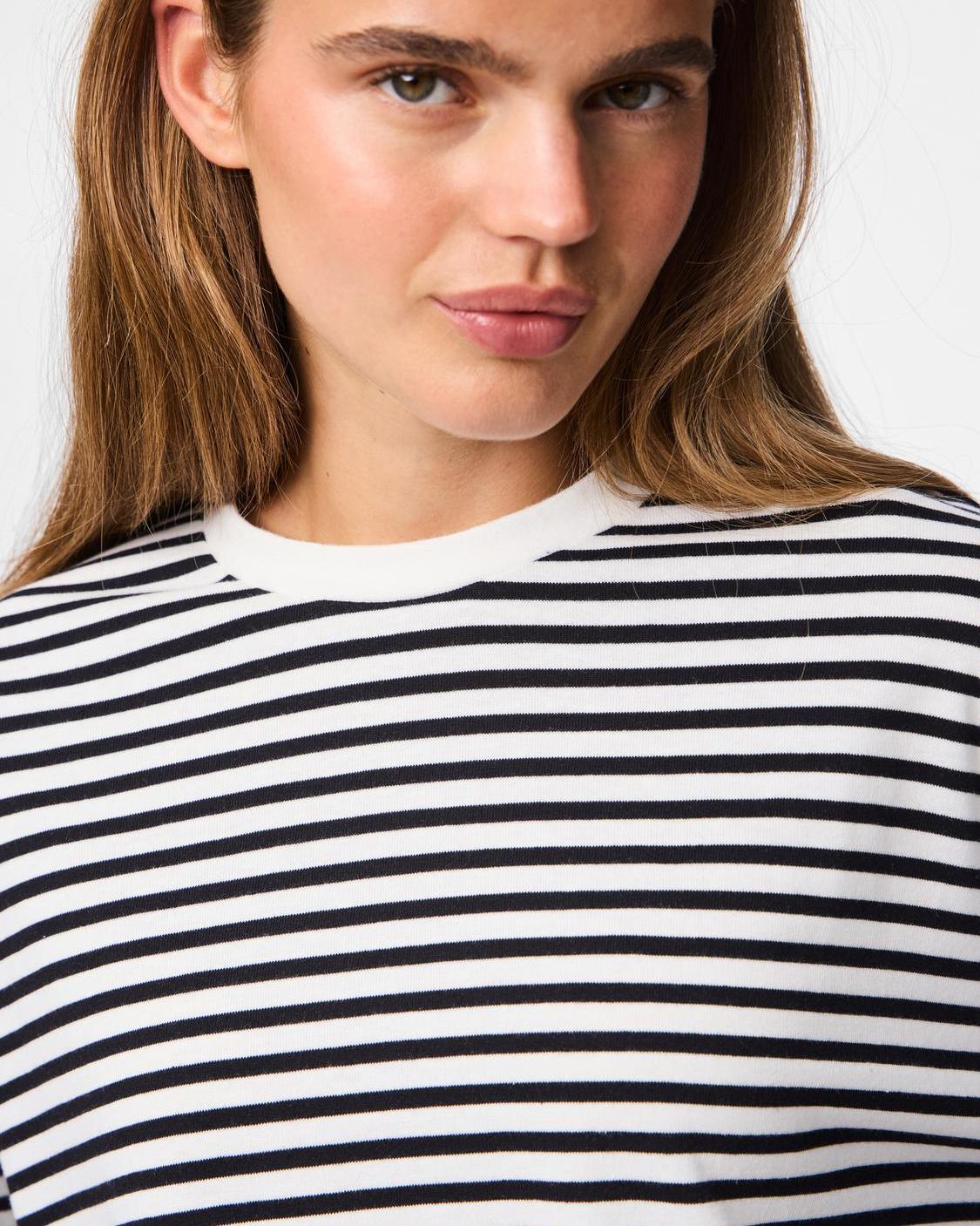 SADIE STRIPE TEE LS - CLOUD DANCER / BLACK