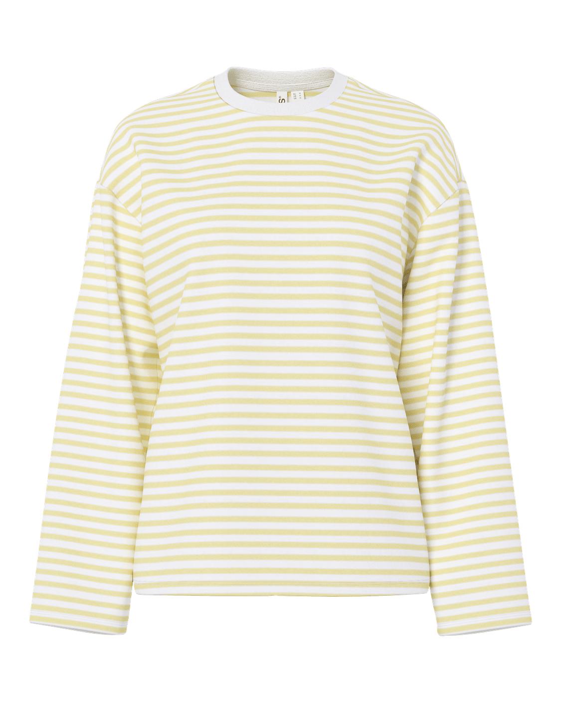 SADIE STRIPE TEE LS - BRIGHT WHITE/FRENCH VANILLA