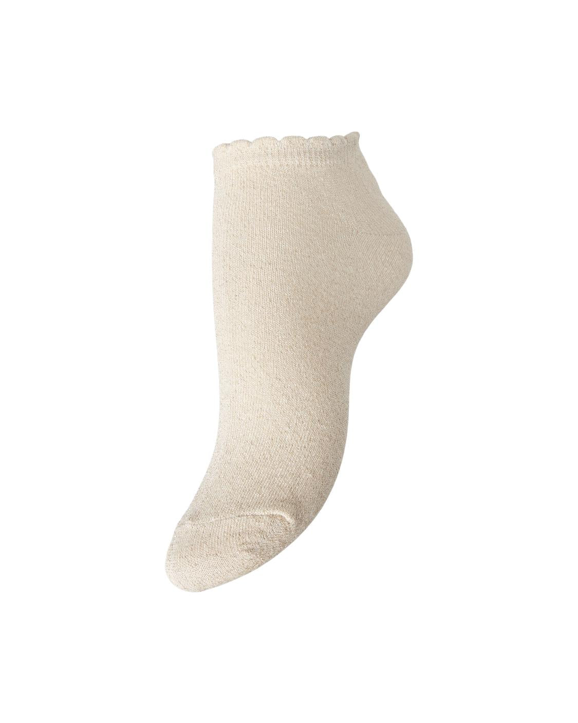 SEBBY GLITTER SNEAKER SOCK - BIRCH GOLD LUREX