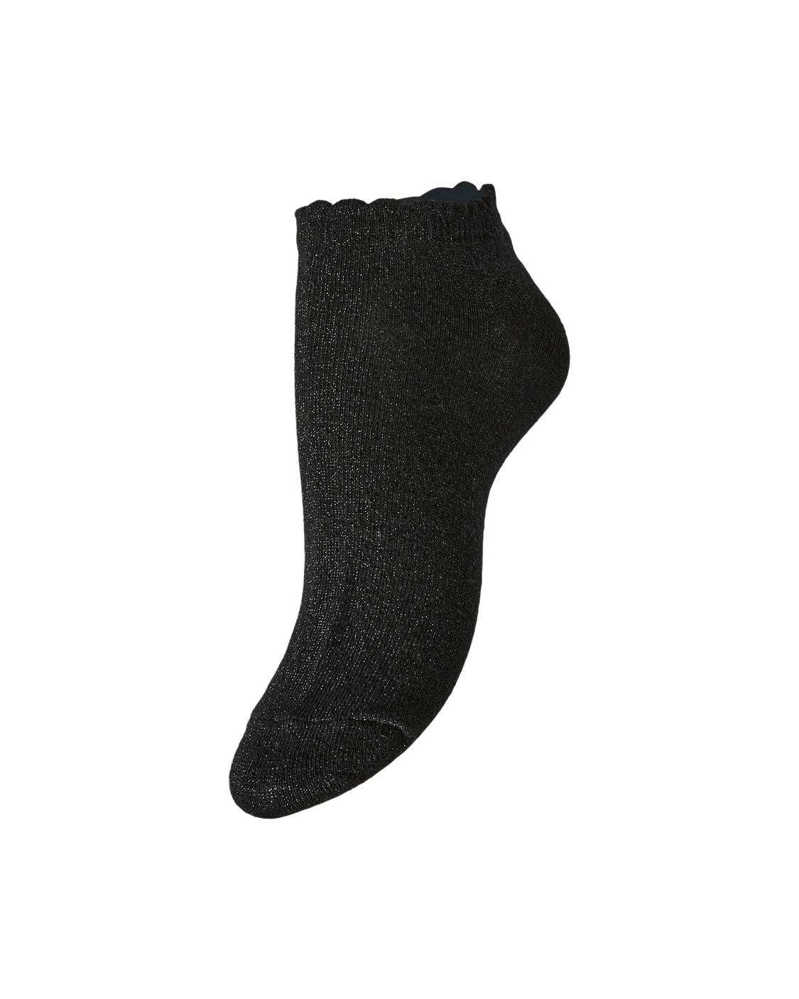 SEBBY GLITTER SNEAKER SOCK - BLACK LUREX