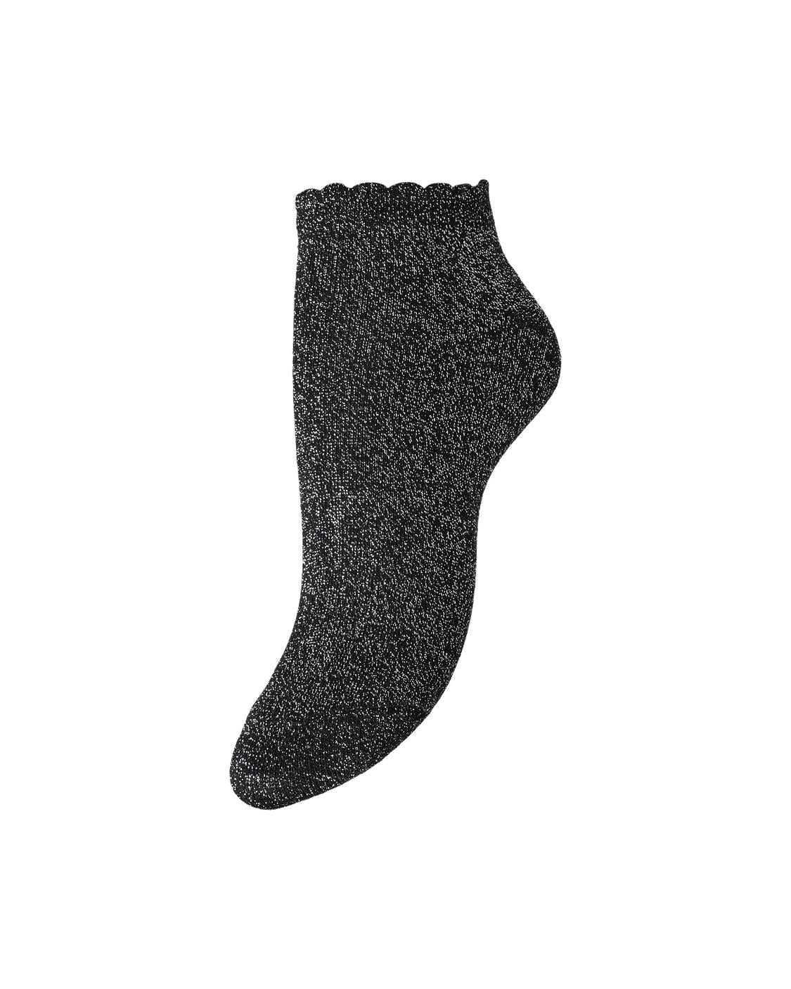 SEBBY GLITTER SNEAKER SOCK - BLACK SILVER LUREX