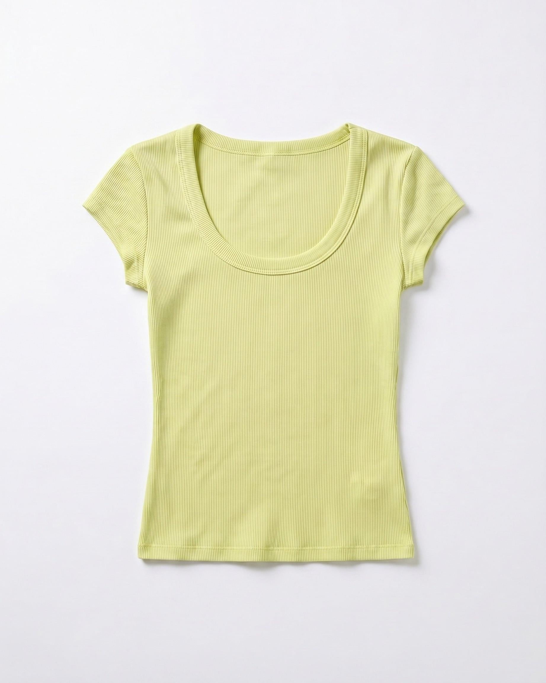 THEA KORTÆRMET T-SHIRT - BUTTER YELLOW