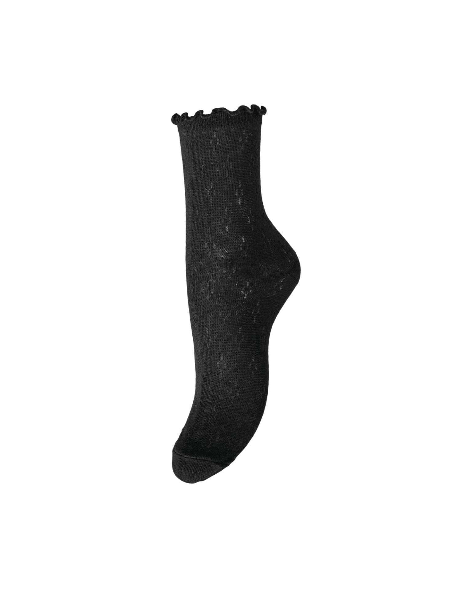 THERESE POINTELLE SOCKS - BLACK